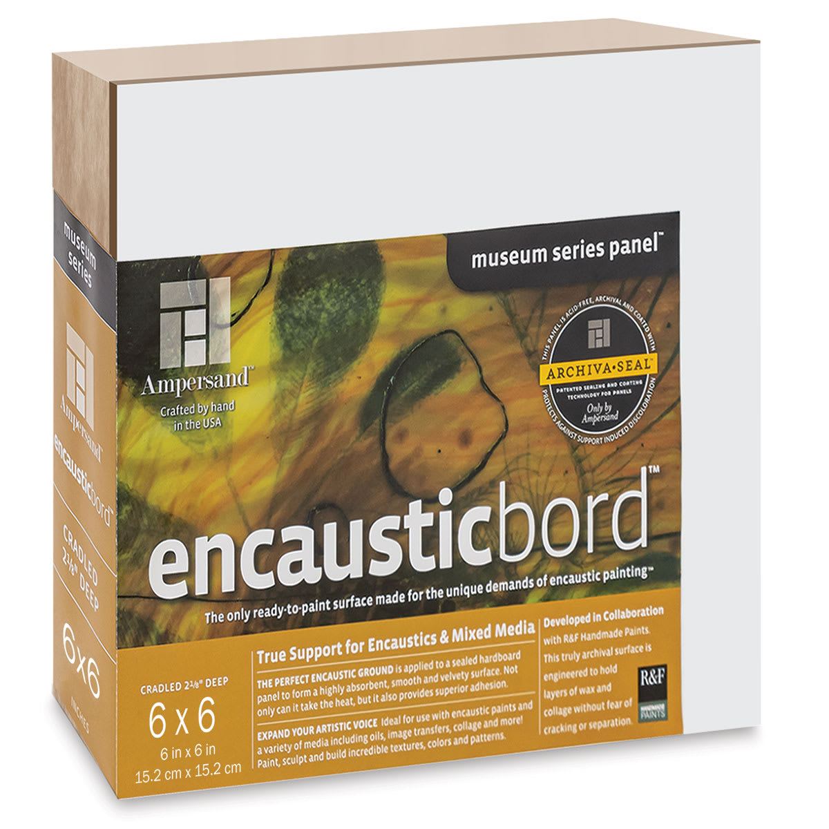 Ampersand Encausticbord - 6" x 6" x 2-1/8", Cradled