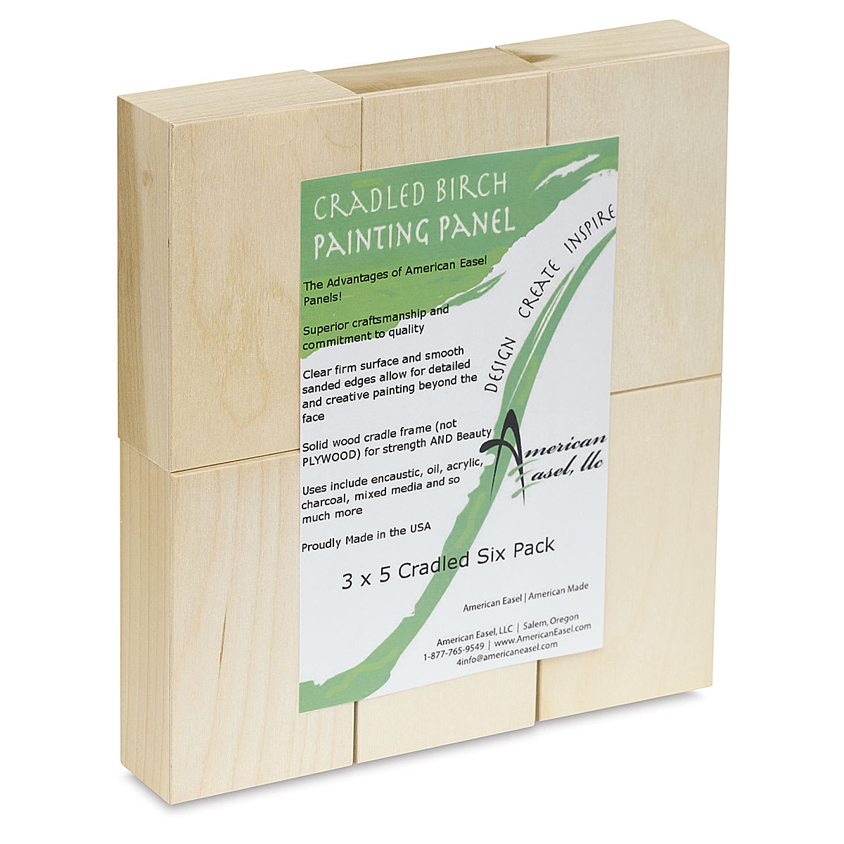 American Easel Painting Panel Pack - 3" x 5" x 1 5/8", Wood, Deep, Pkg of 6
