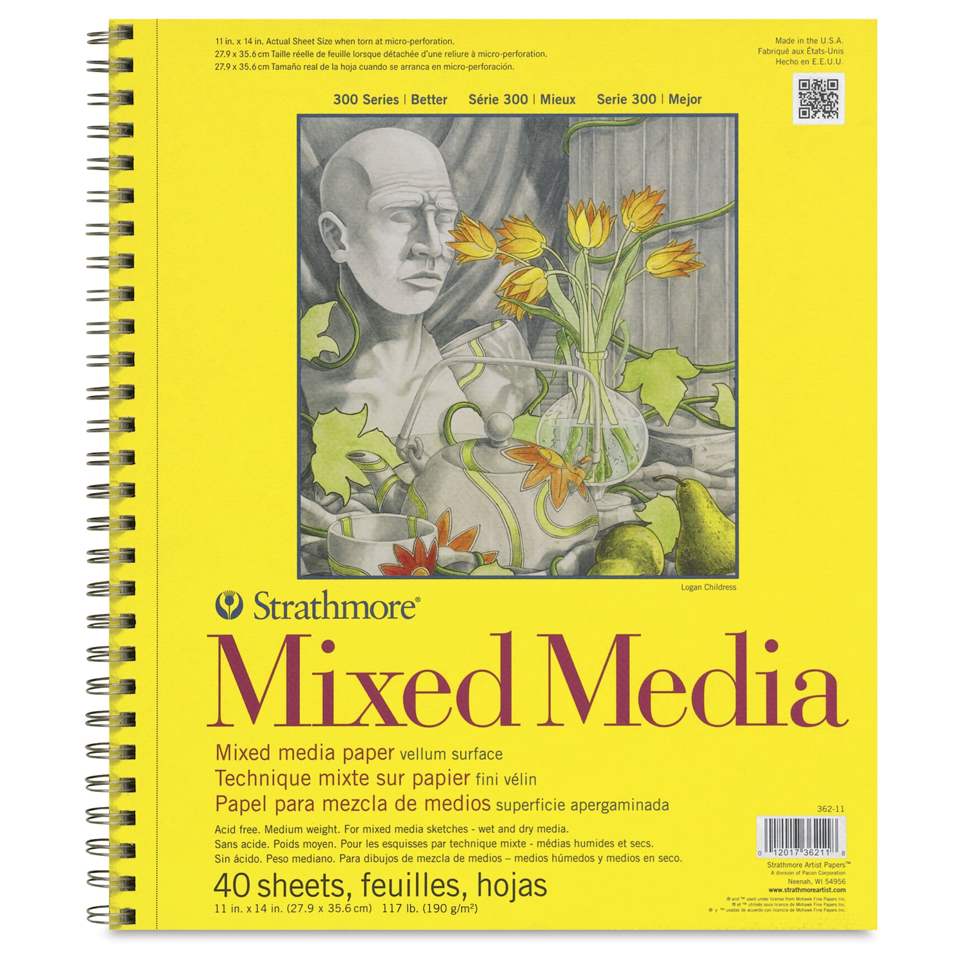 Strathmore 300 Series Mixed Media Pads - Mixed Media Pad, 40 Sheets 9"x14"
