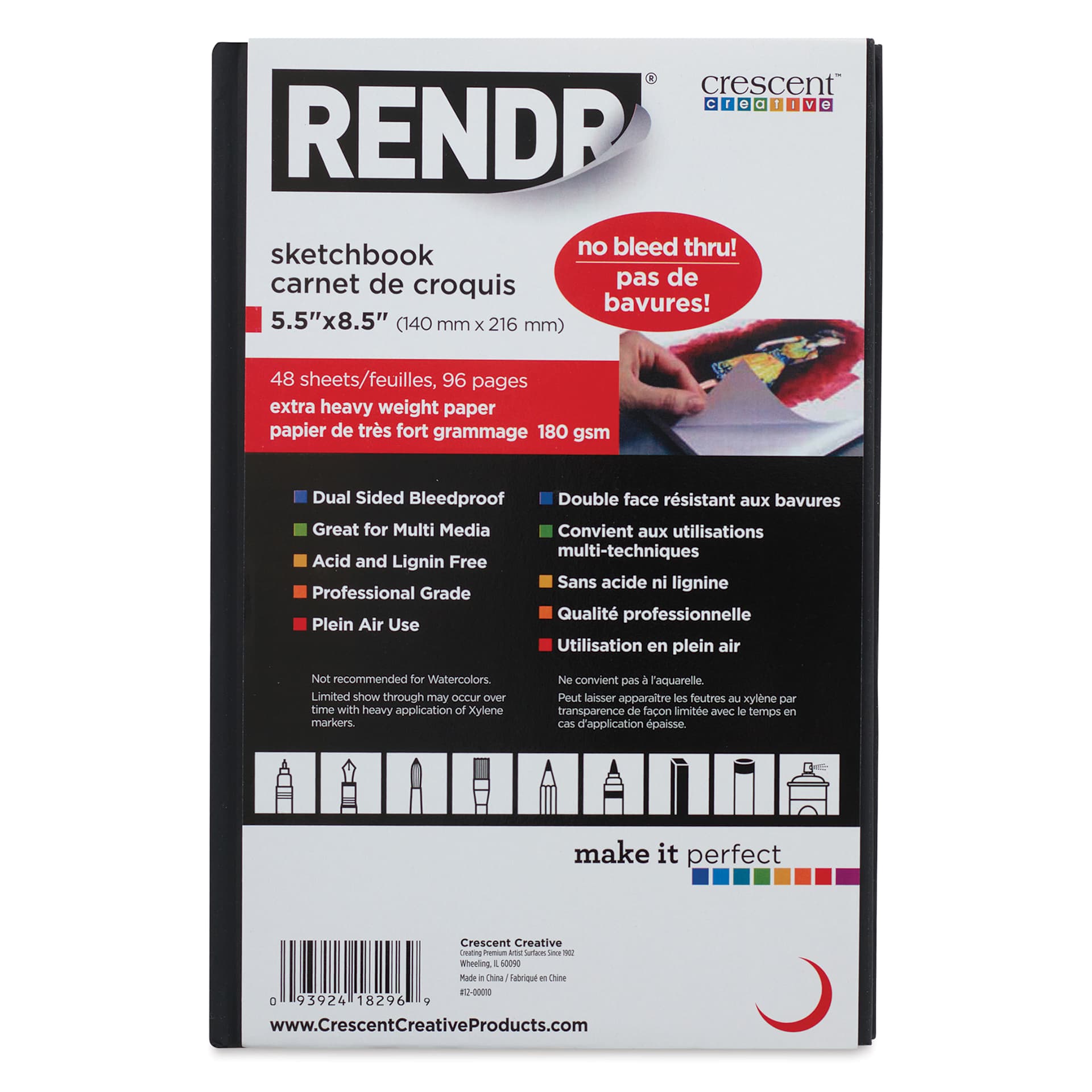 Crescent Rendr Hardbound Sketchbook - 5-1/2" x 8-1/2", front cover