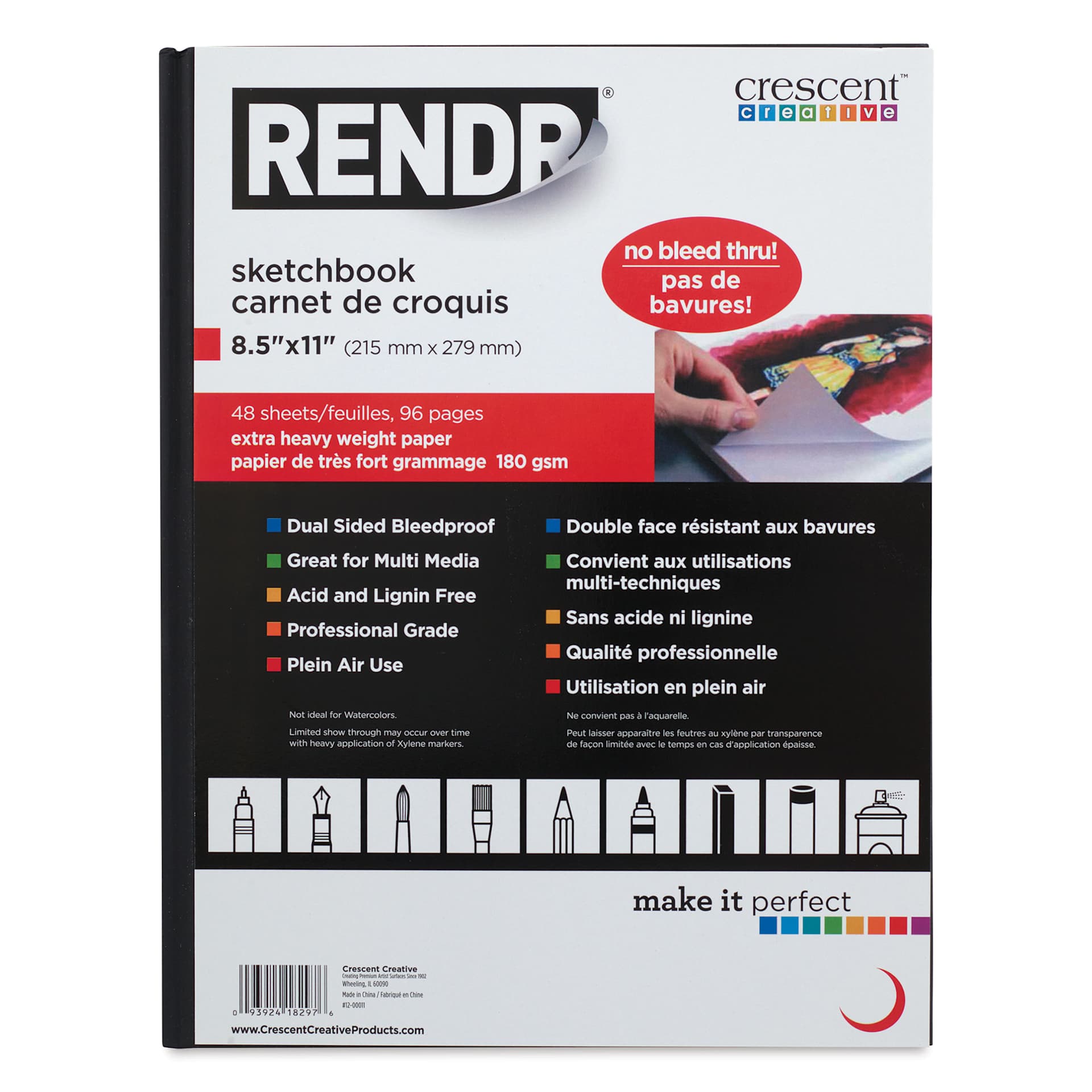 Crescent Rendr Hardbound Sketchbook - 8-1/2" x 11", front cover