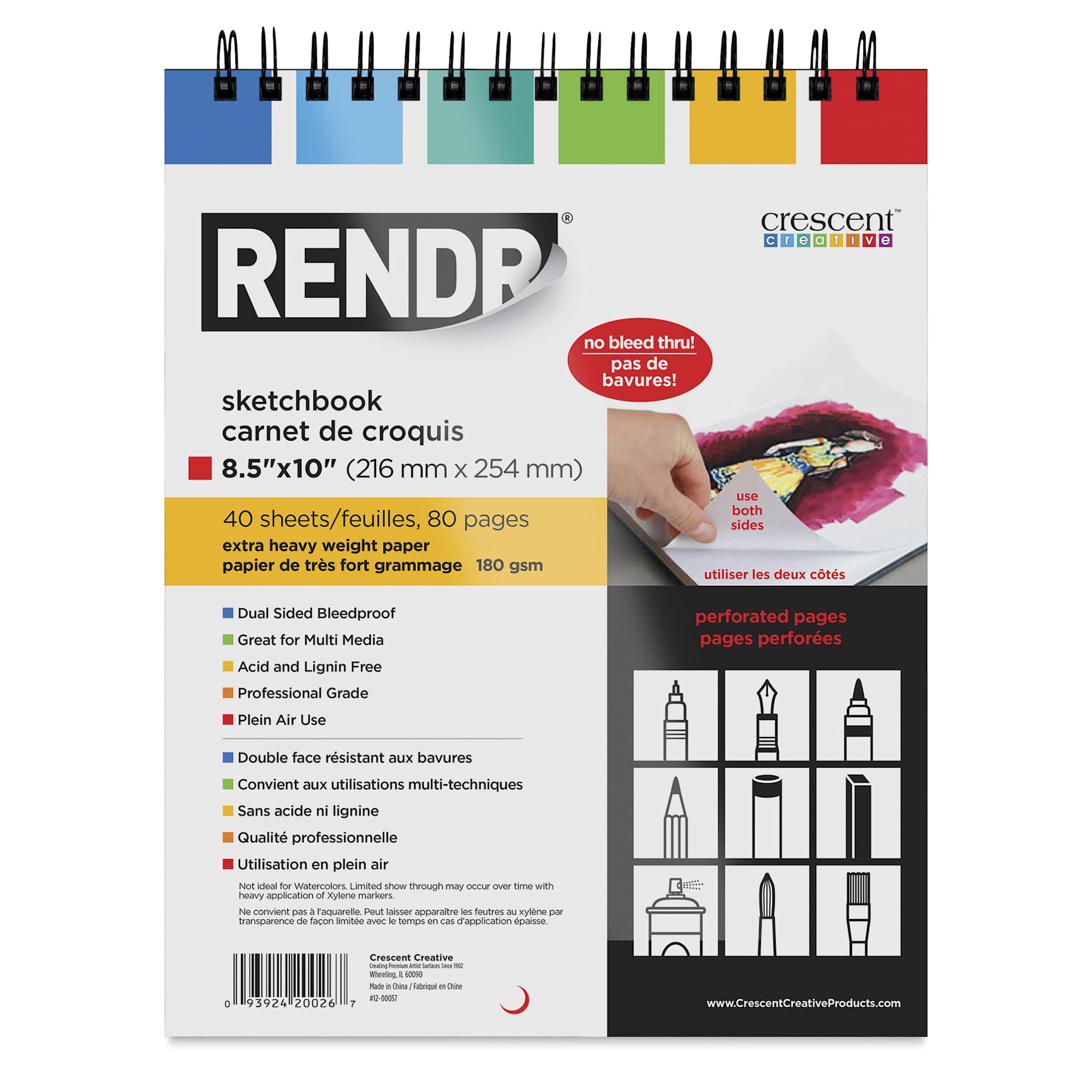 Crescent Rendr Wirebound Sketchbook - 8-1/2" x 10", front cover