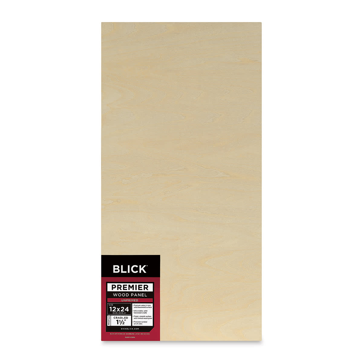 Blick Premier Wood Panel - 12'' x 24'', 1-1/2'' Gallery Profile, Cradled (front)