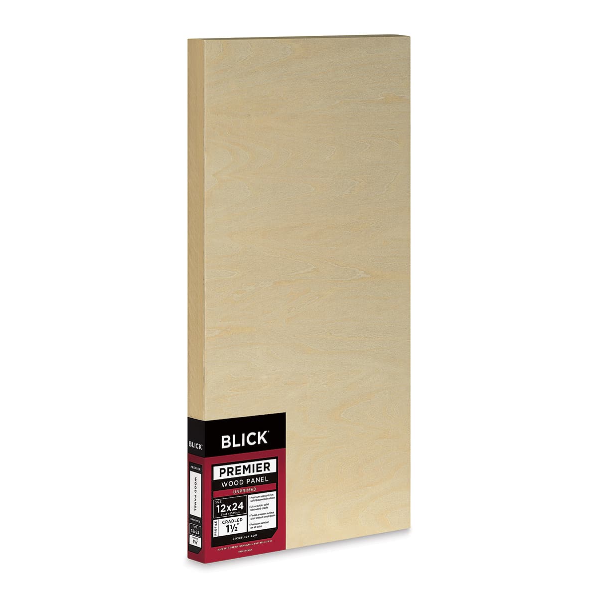 Blick Premier Wood Panel - 12'' x 24'', 1-1/2'' Gallery Profile, Cradled (side view)