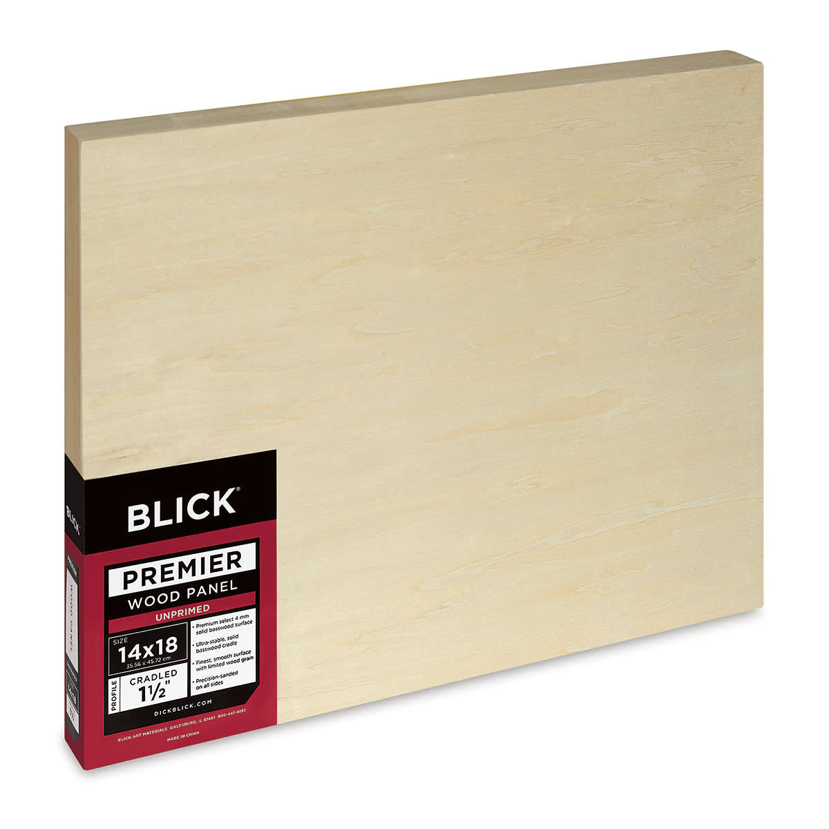Blick Premier Wood Panel - 14'' x 18'', 1-1/2'' Gallery Profile, Cradled (side view)