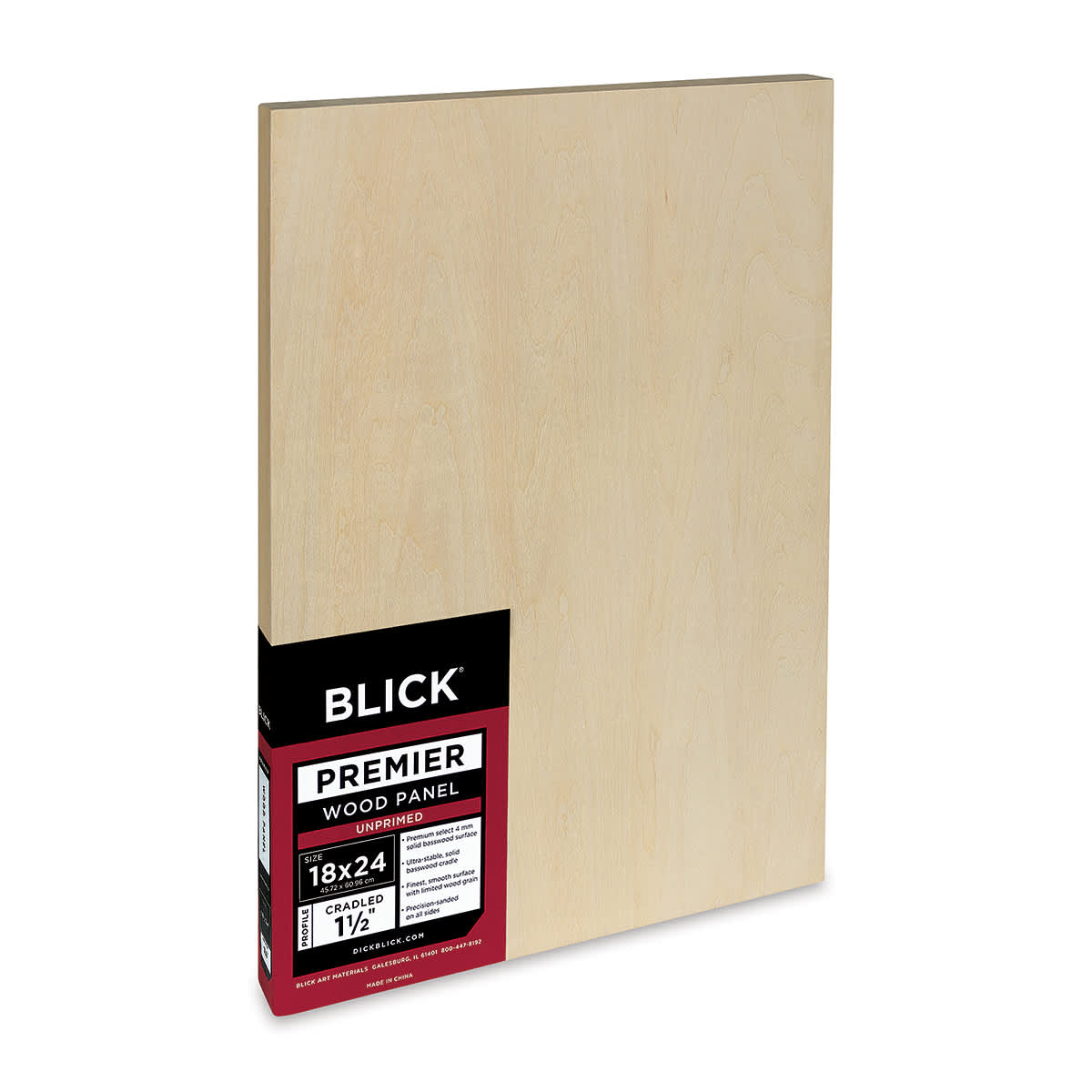 Blick Premier Wood Panel - 18'' x 24'', 1-1/2'' Gallery Profile, Cradled (side view)