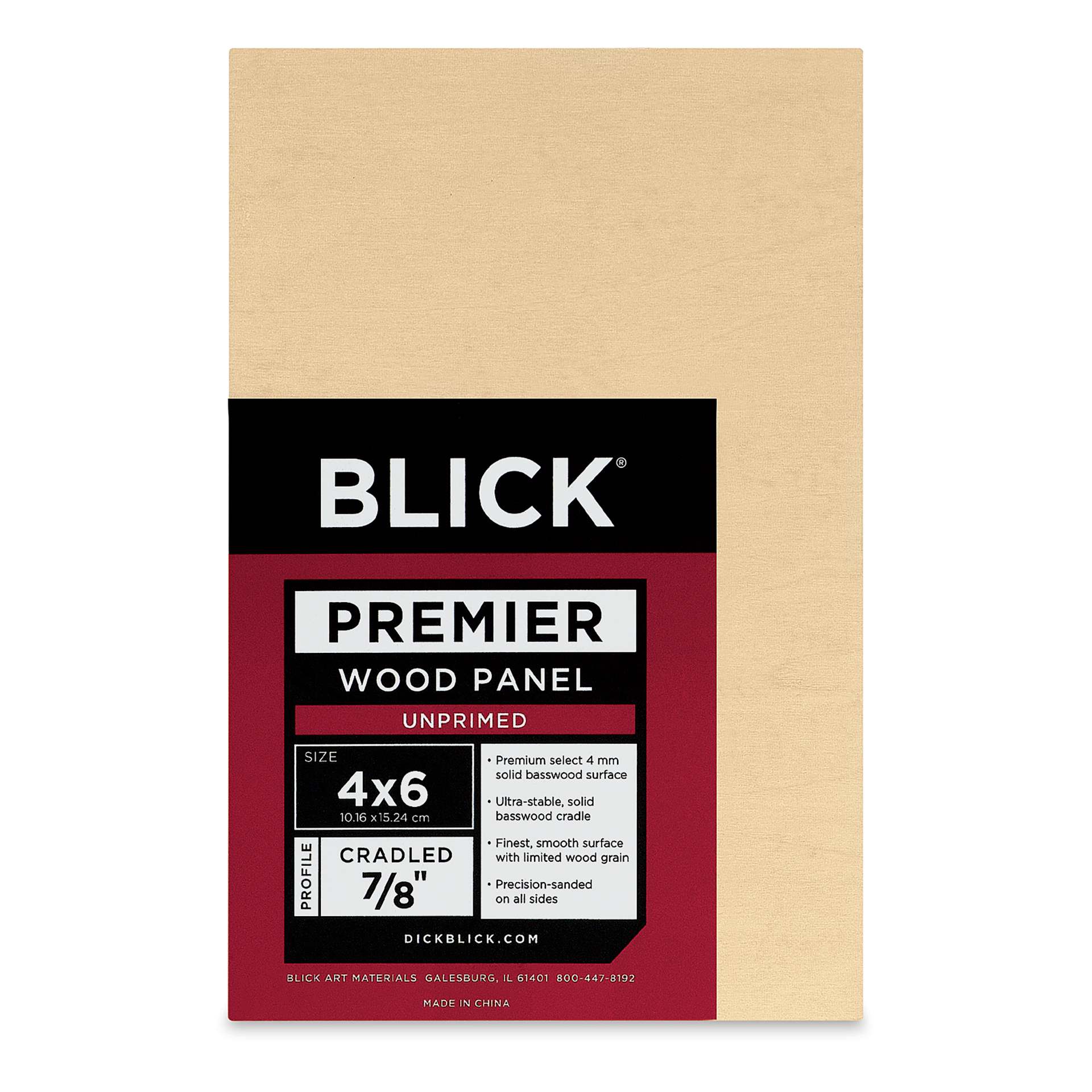 Blick Premier Wood Panel - 4" x 6", 7/8" Traditional Profile, Cradled