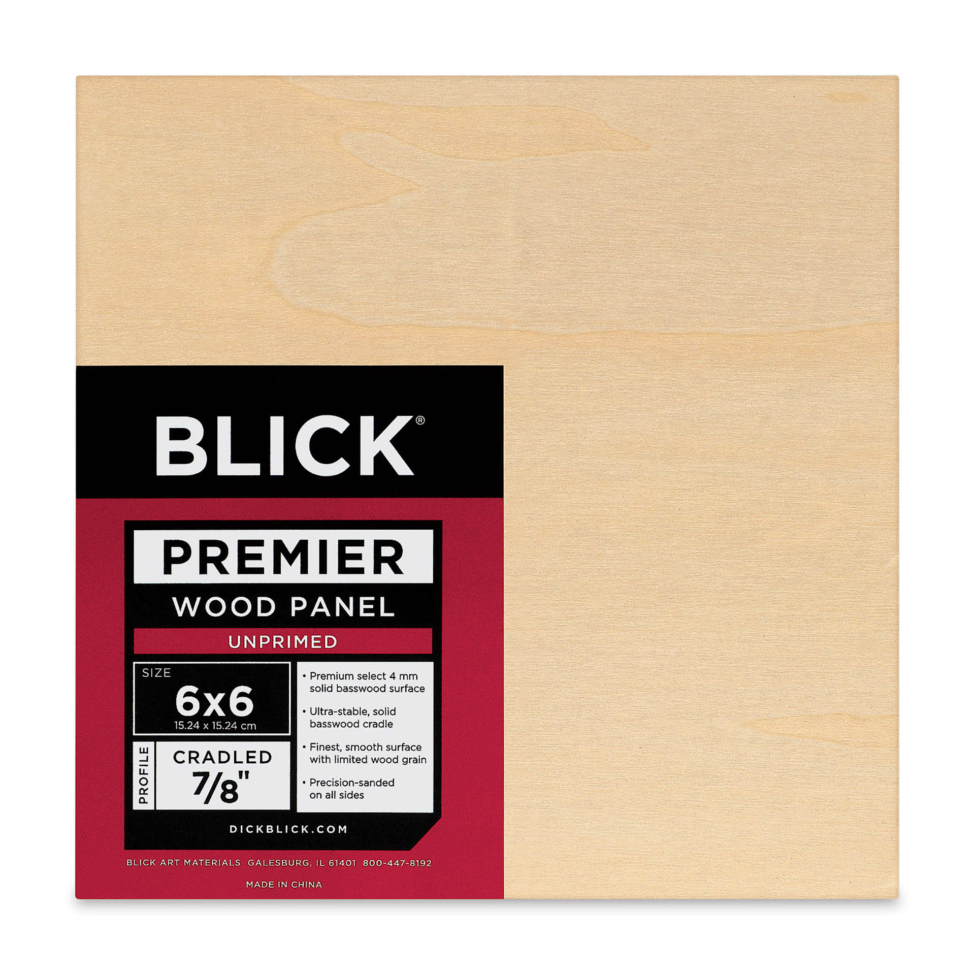 Blick Premier Wood Panel - 6" x 6", 7/8" Traditional Profile, Cradled