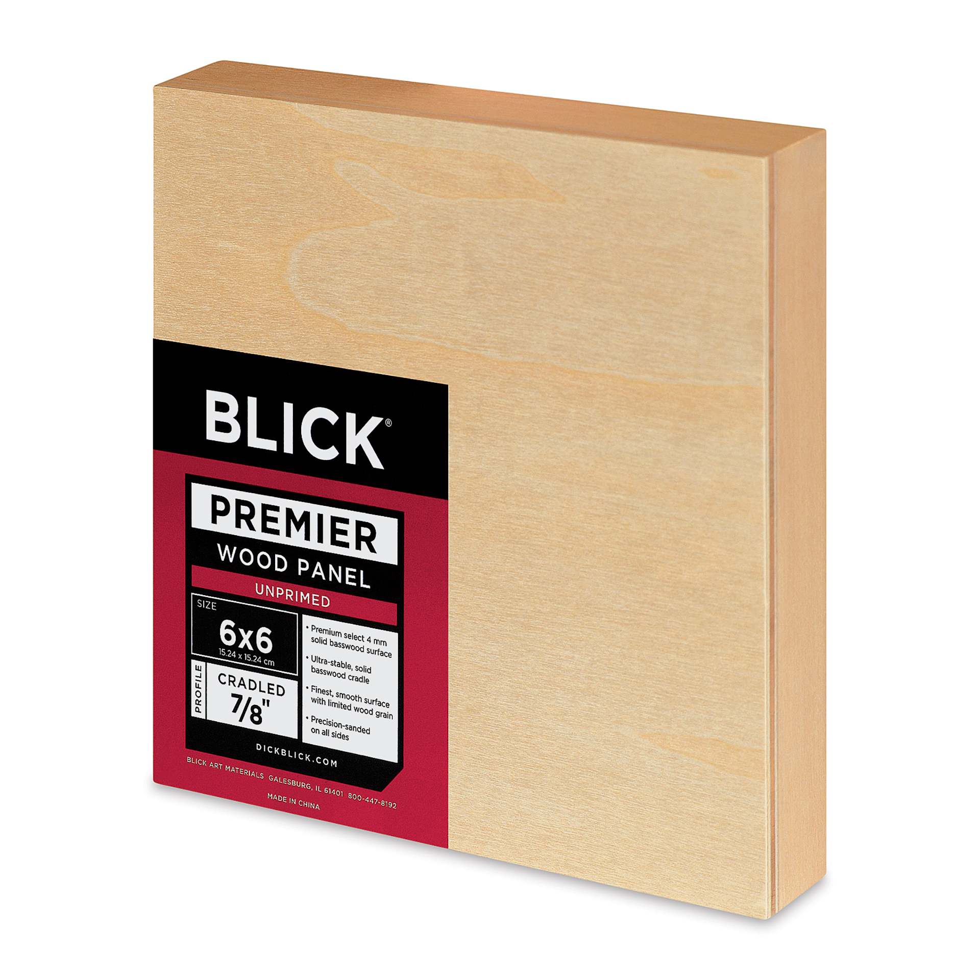 Blick Premier Wood Panel - 6" x 6", 7/8" Traditional Profile, Cradled