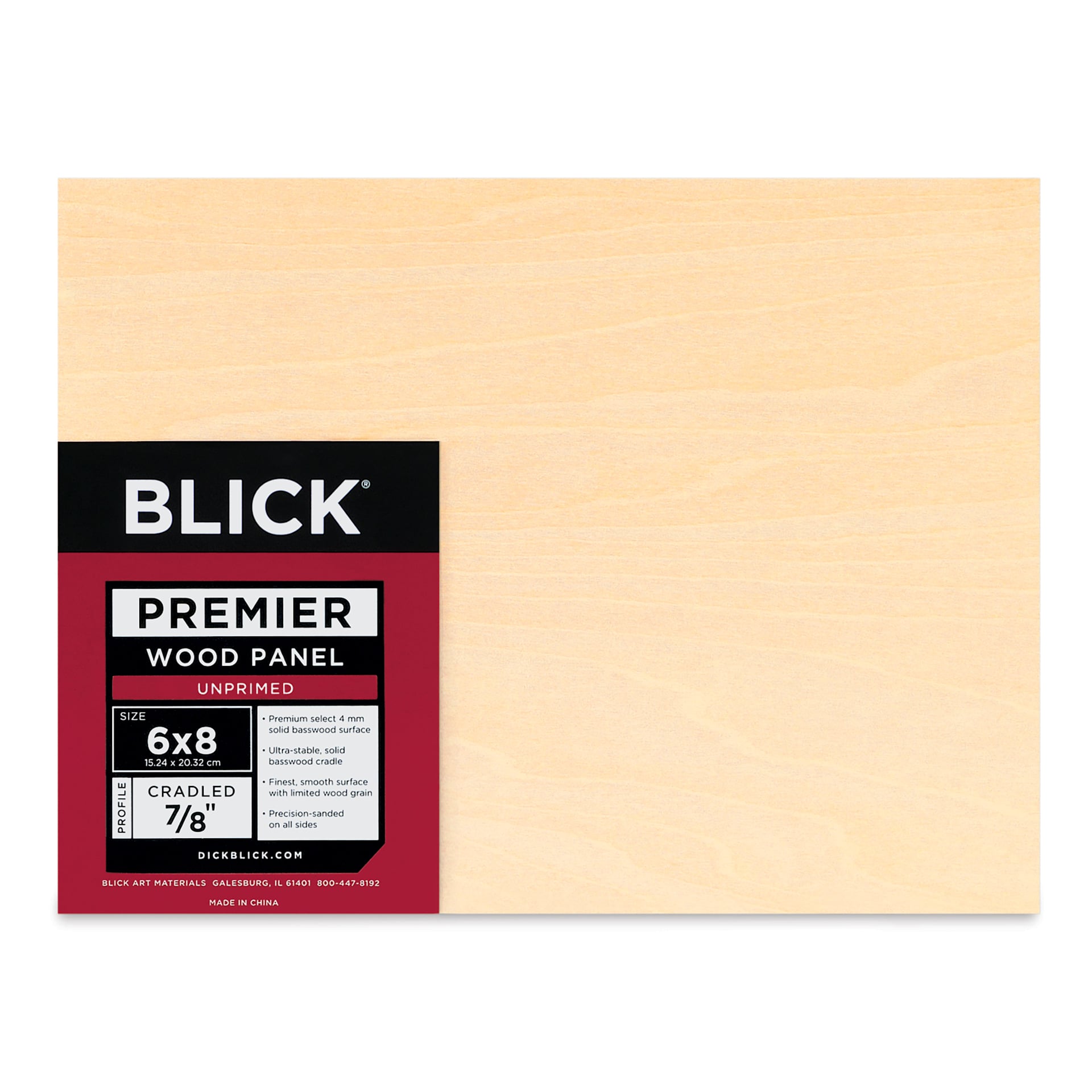 Blick Premier Wood Panel - 6" x 8", 7/8" Traditional Profile, Cradled