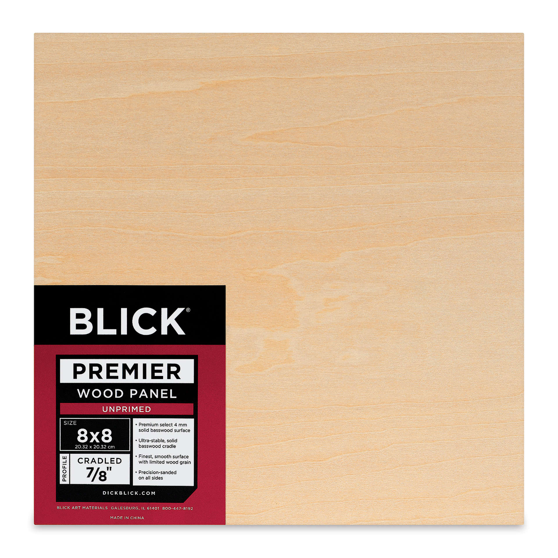 Blick Premier Wood Panel - 8" x 8", 7/8" Traditional Profile, Cradled