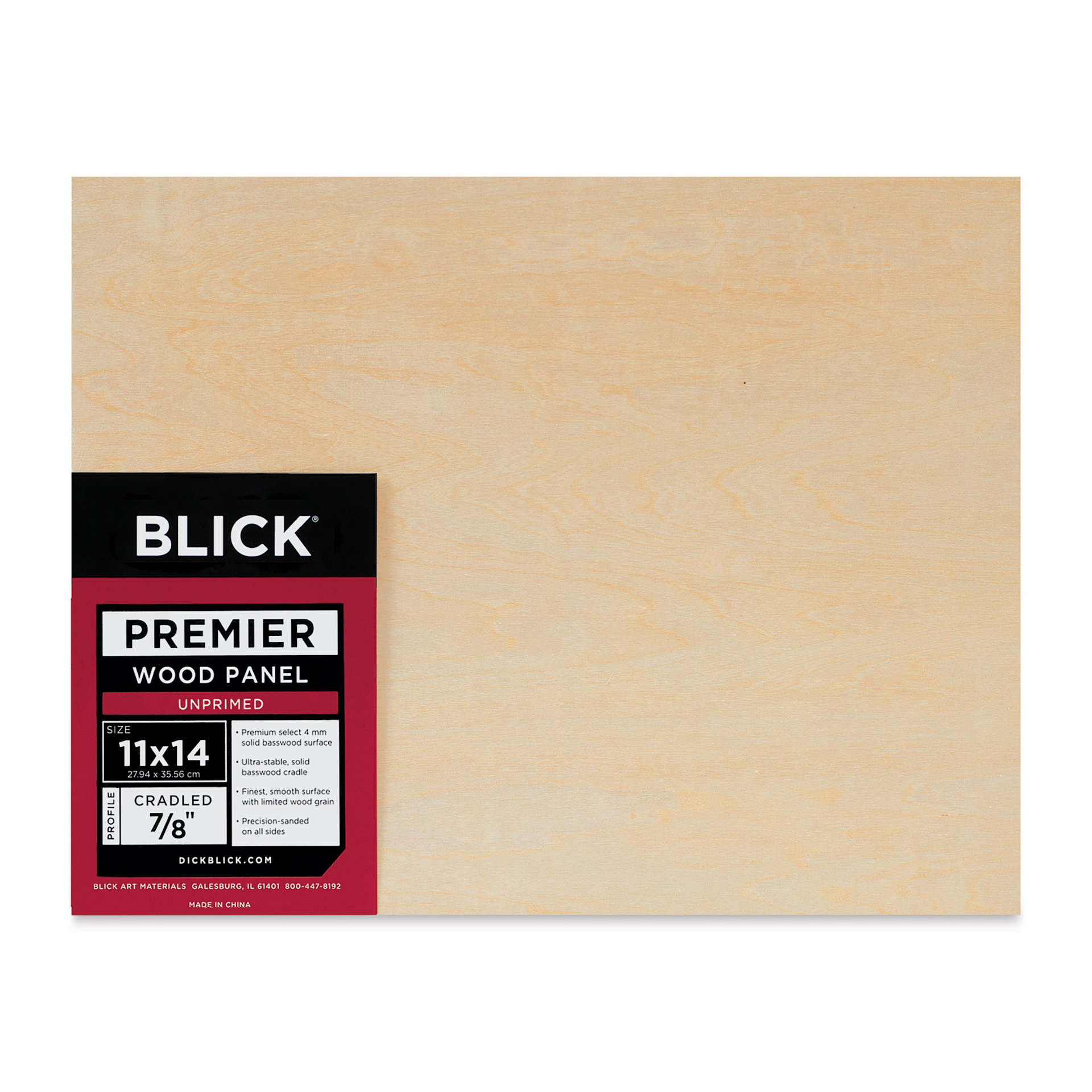 Blick Premier Wood Panel - 11" x 14", 7/8" Traditional Profile, Cradled