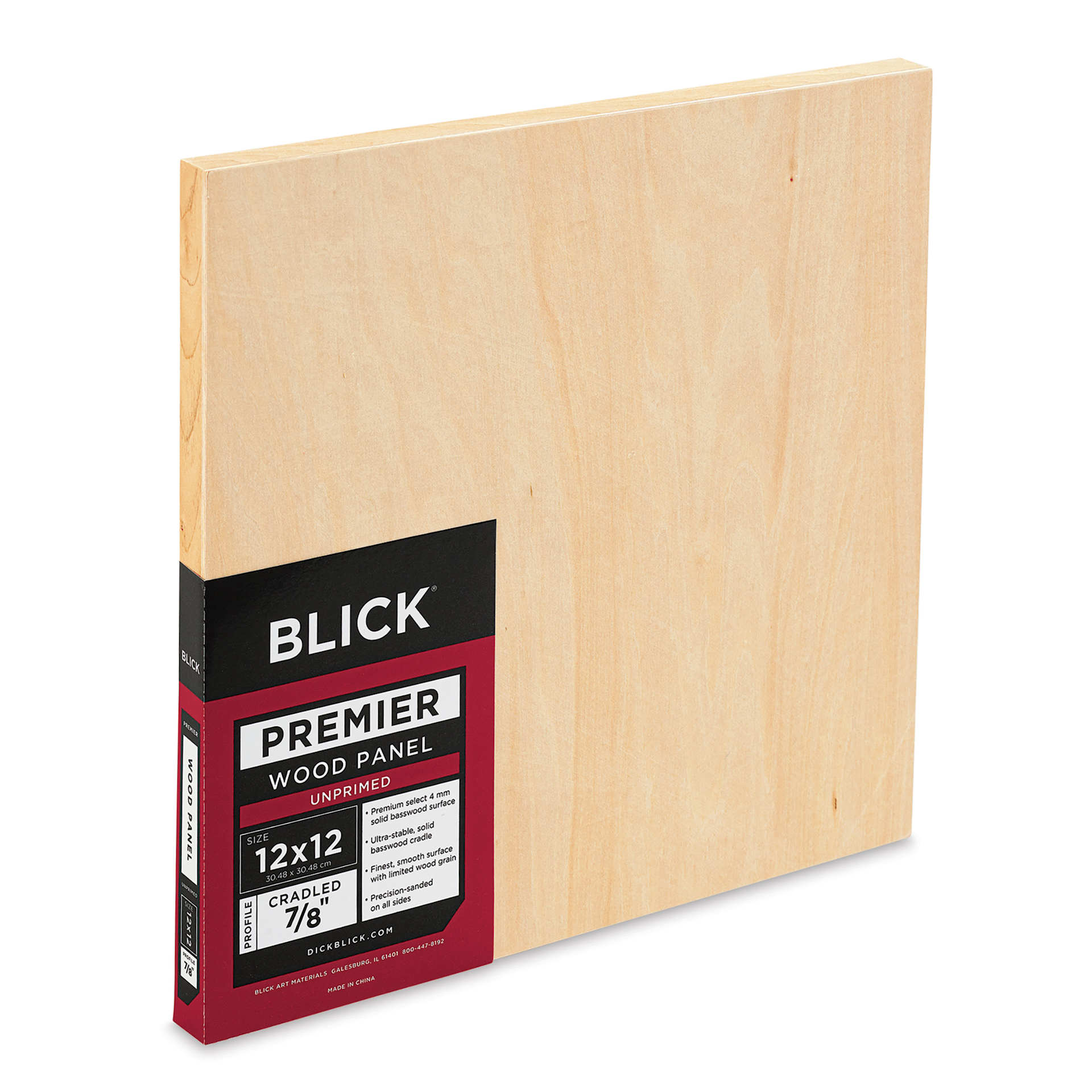 Blick Premier Wood Panel - 12" x 12", 7/8" Traditional Profile, Cradled