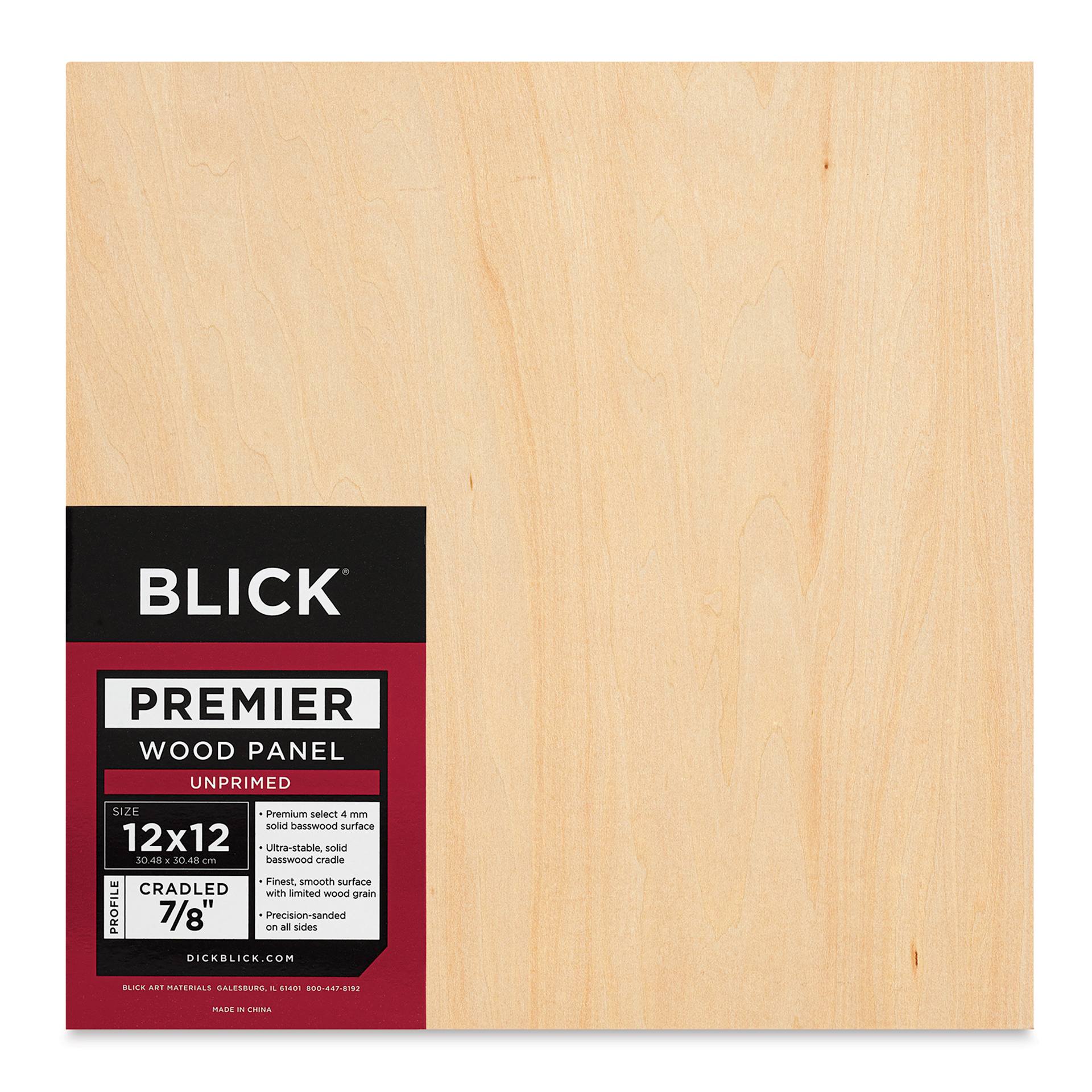 Blick Premier Wood Panel - 12" x 12", 7/8" Traditional Profile, Cradled