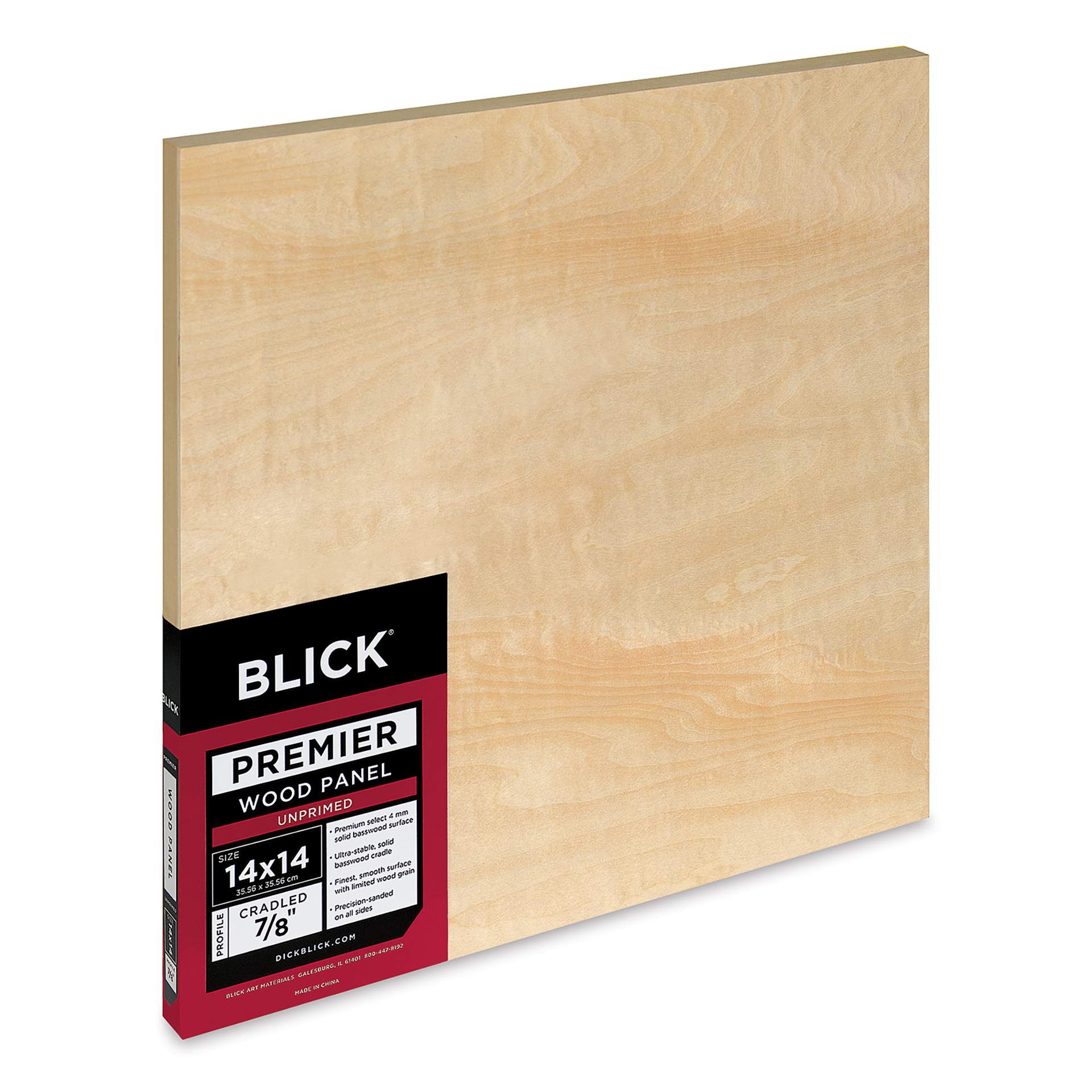 Blick Premier Wood Panel - 14" x 14", 7/8" Traditional Profile, Cradled