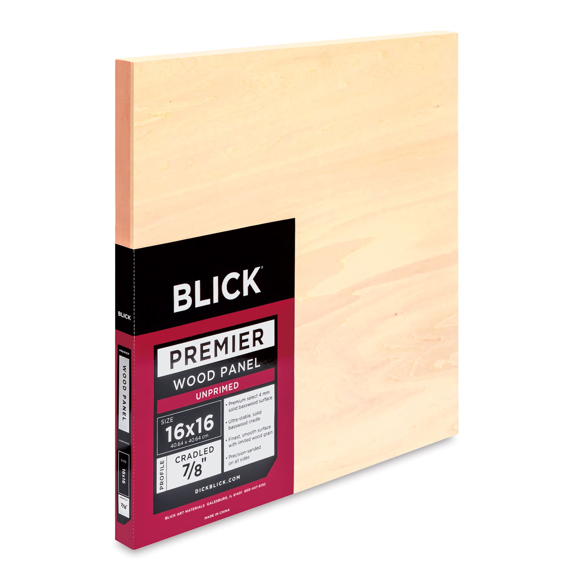 Blick Premier Wood Panel - 16" x 16", 7/8" Traditional Profile, Cradle