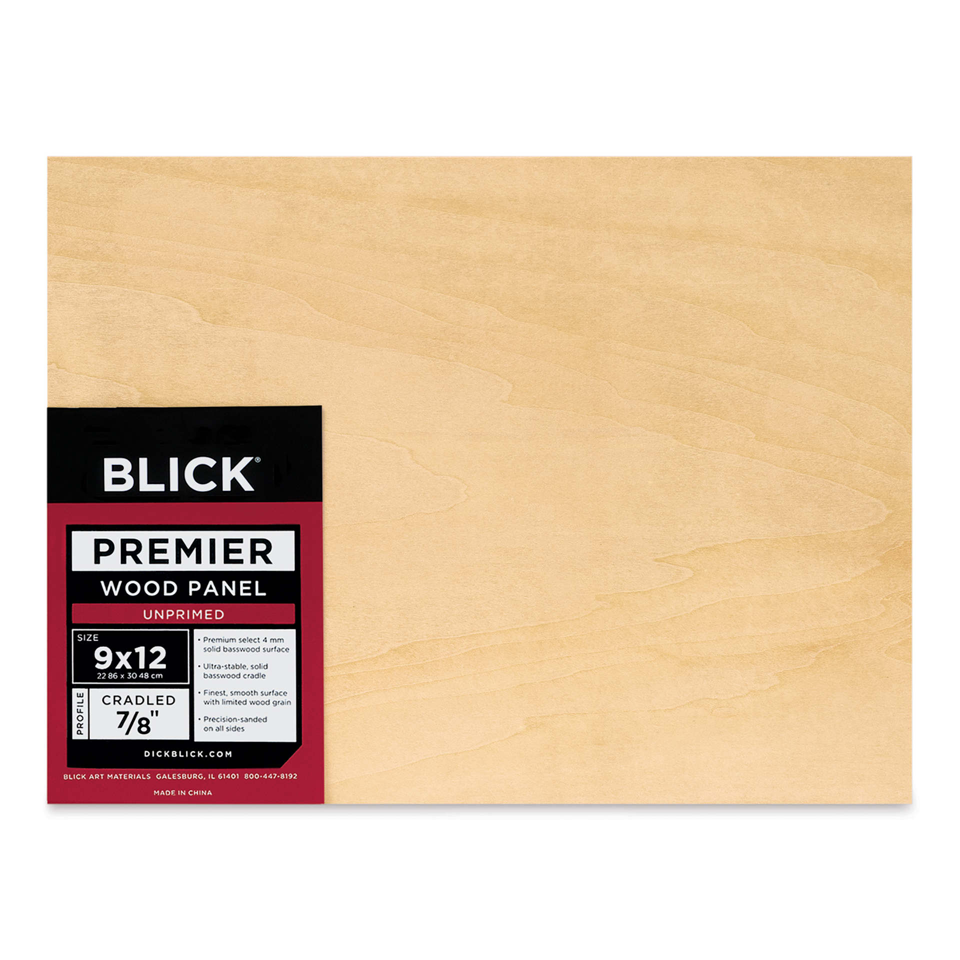 Blick Premier Wood Panel - 9" x 12", 7/8" Traditional Profile, Cradled