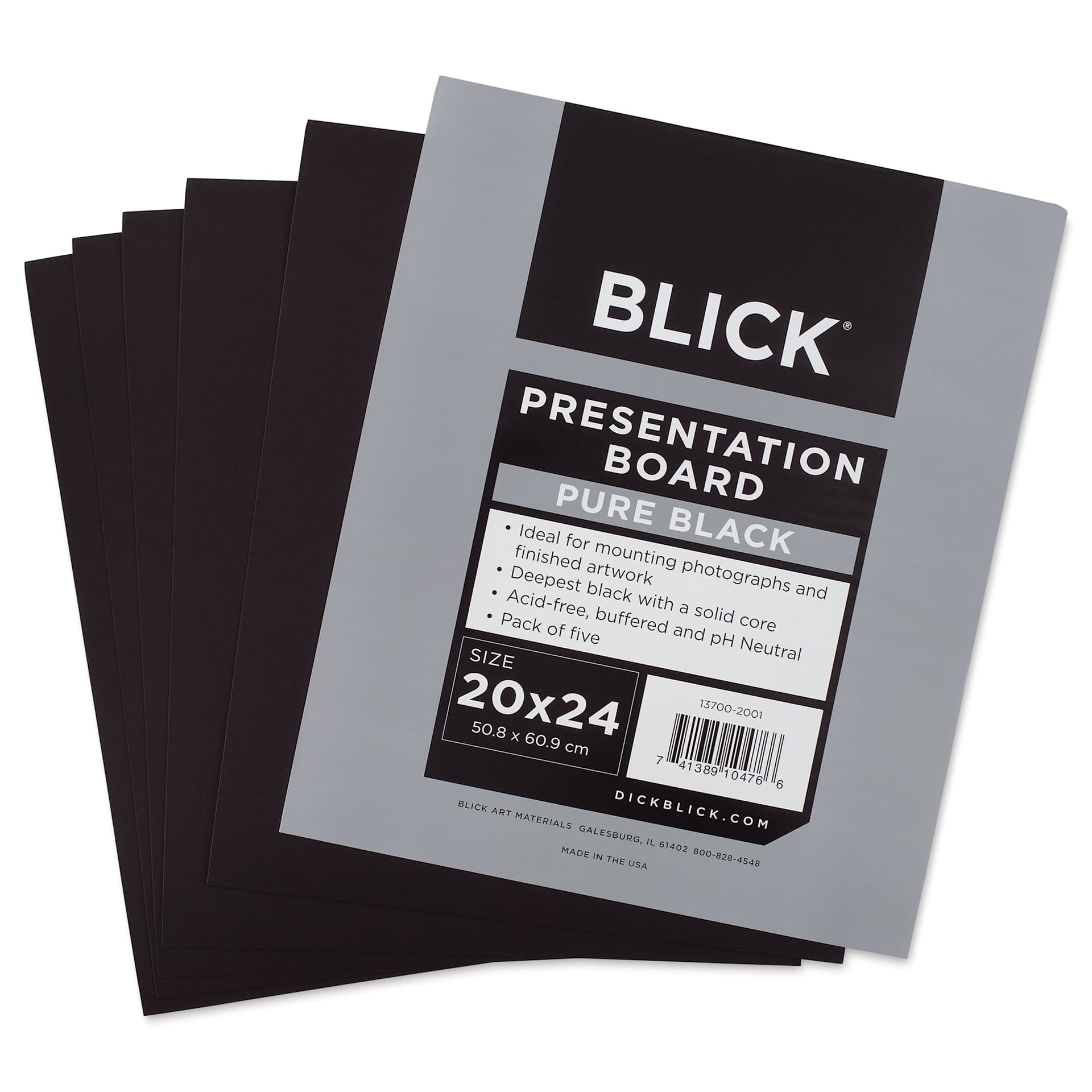 Blick Presentation Board Pack - 20" x 24", Pure Black, Pkg of 5