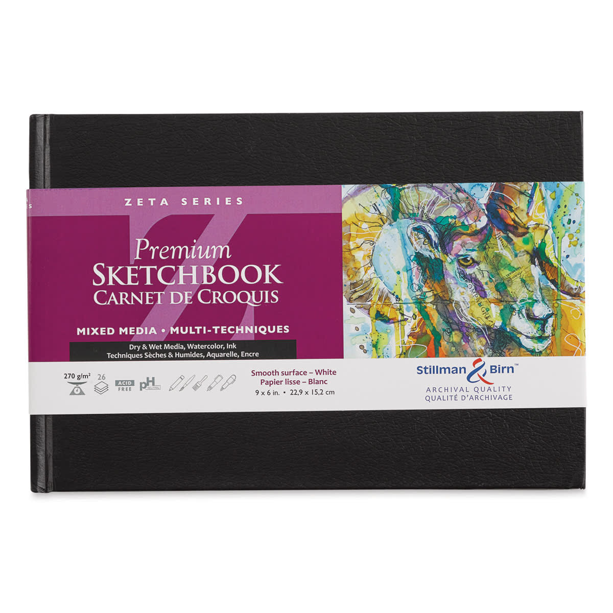Stillman & Birn Zeta Series Hardcover Sketchbook - Front of Landscape style sketchbook with label