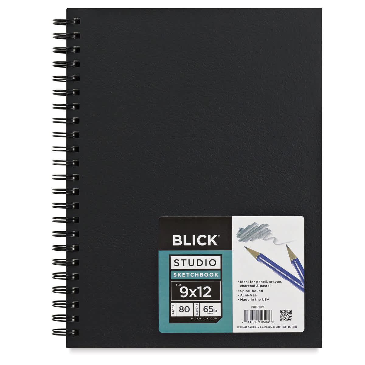 Blick Wirebound Sketchbook - 12'' x 9'', Wire Bound, 80 Sheets. Front of sketchbook
