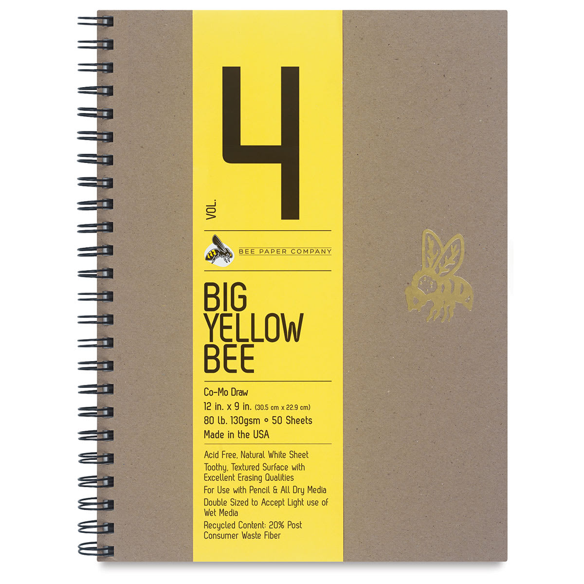 Big Yellow Bee Co-Mo Sketchbook - 12" x 9", Wire Bound, 50 Sheets