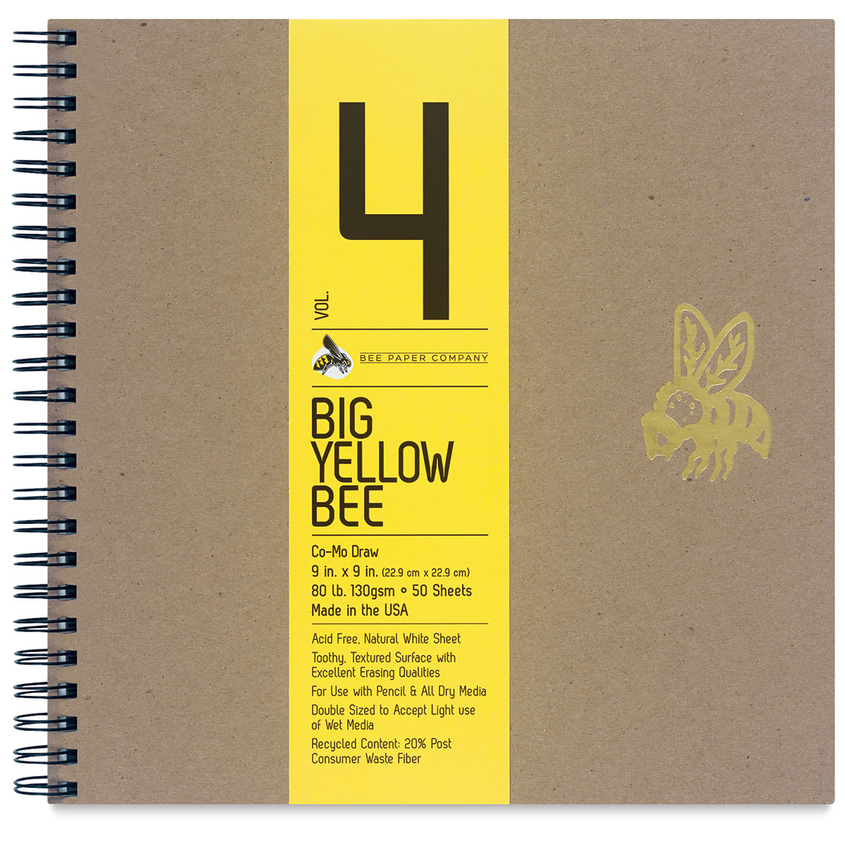 Big Yellow Bee Co-Mo Sketchbook - 9" x 9", Wire Bound, 50 Sheets