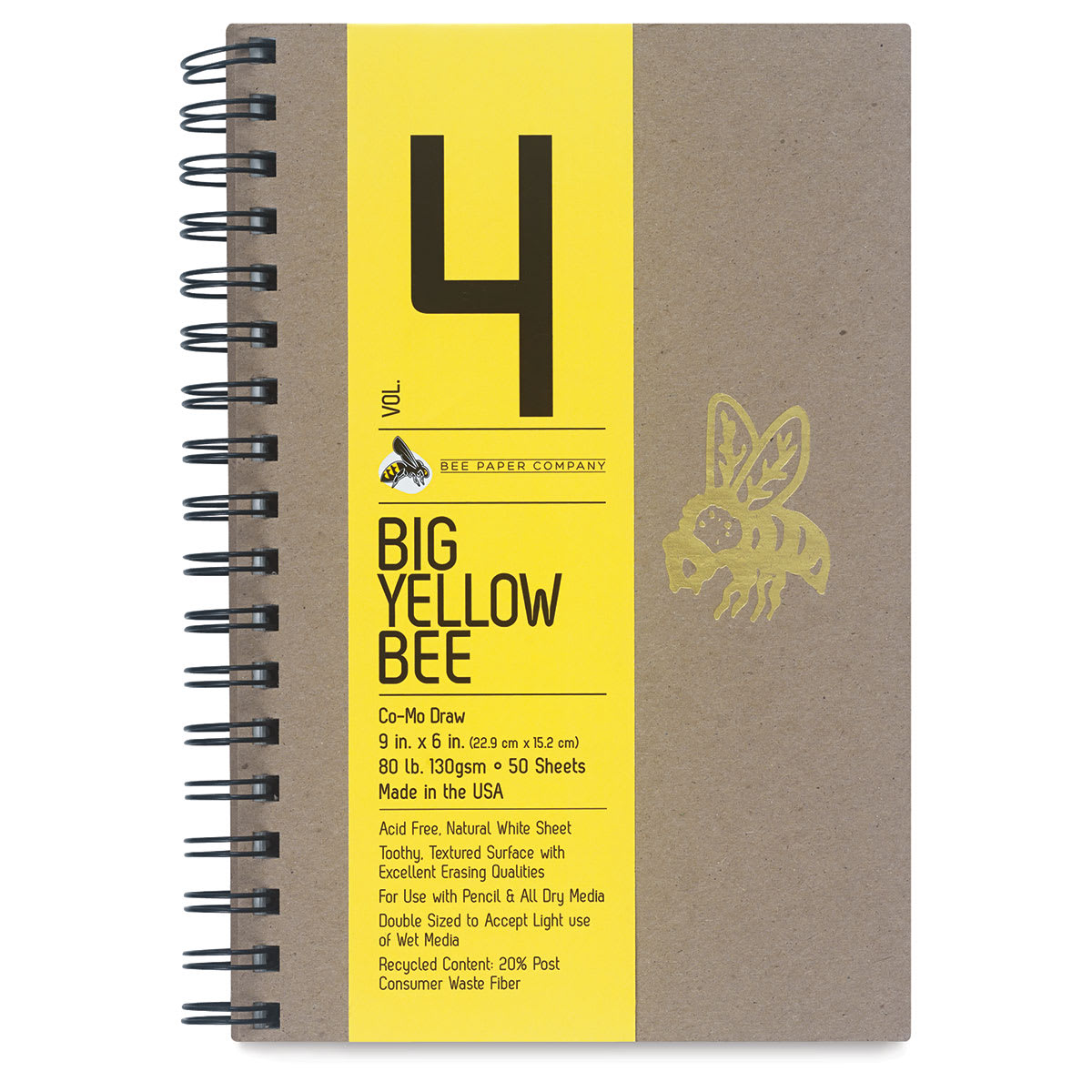 Big Yellow Bee Co-Mo Sketchbook - 9" x 6", Wire Bound, 50 Sheets
