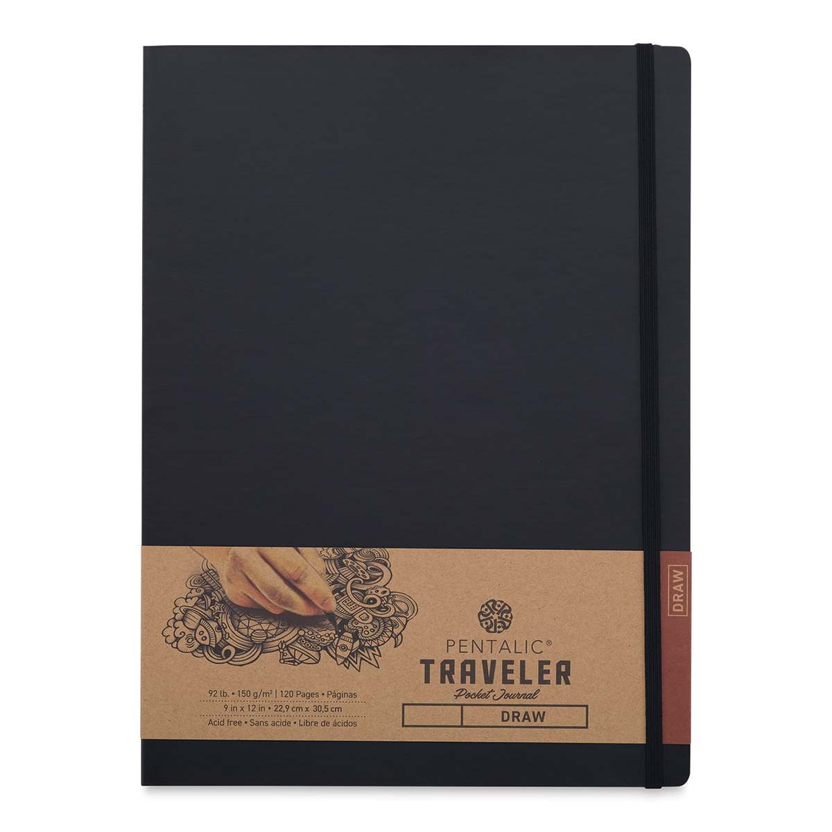 Pentalic Traveler Draw Pocket Journal - 12" x 9", 120 pages