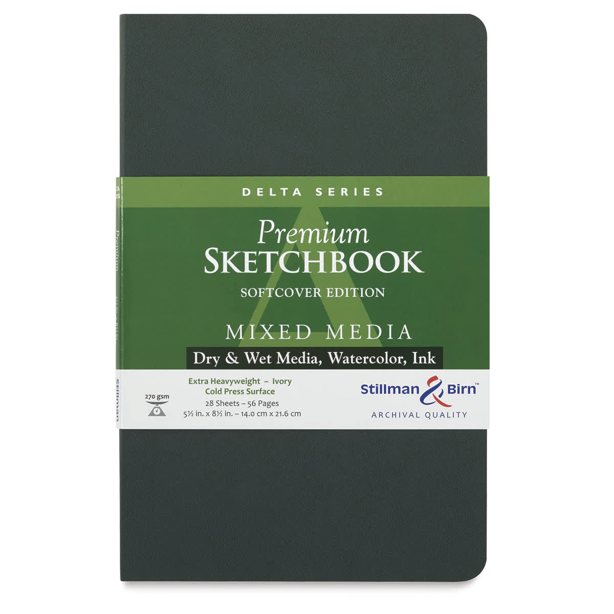 Stillman & Birn Delta Series Softcover Sketchbook - Front view of Portrait Notebook with label