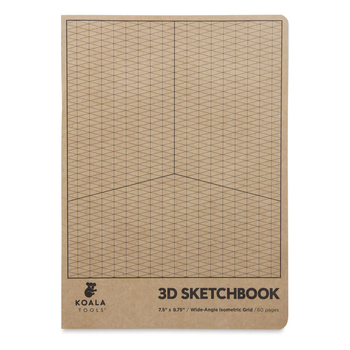 Koala Sketchbook - Front cover of Wide-Angle Isometric Grid Sketchbook