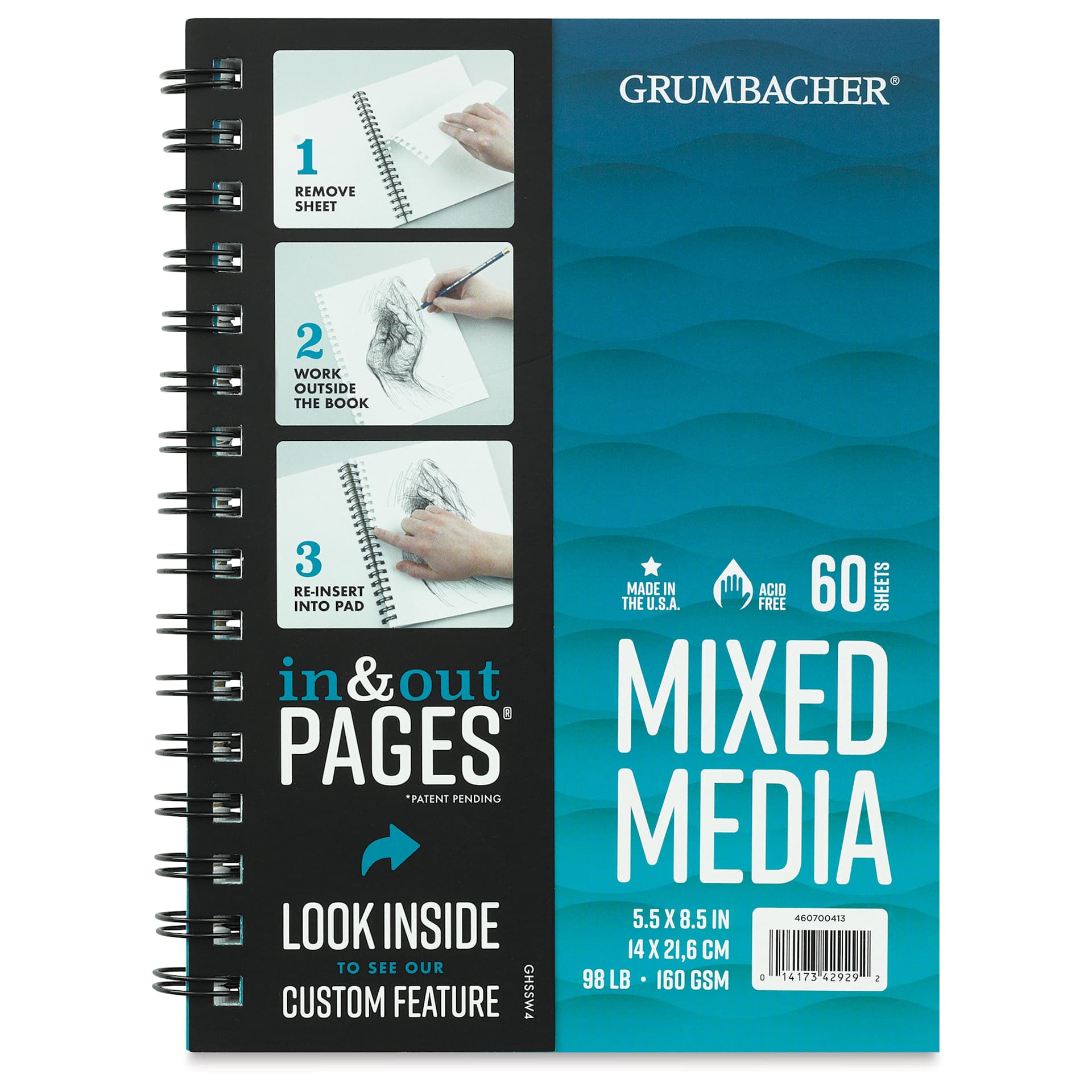 Grumbacher Mixed Media In & Out Pad - 8-1/2" x 5-1/2", 60 sheet 