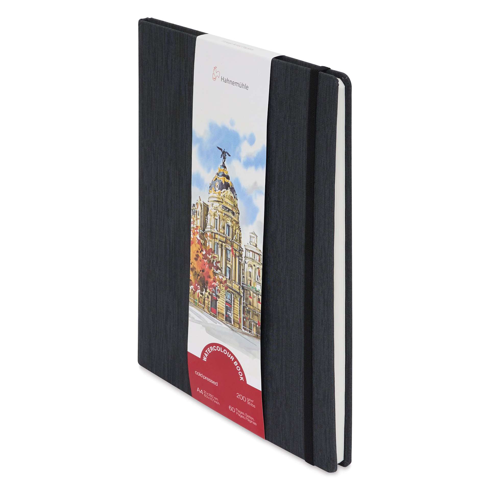 Hahnemühle Akademie Aquarell Watercolor Book - 11-1/2" x 8" front of packaging, angled view