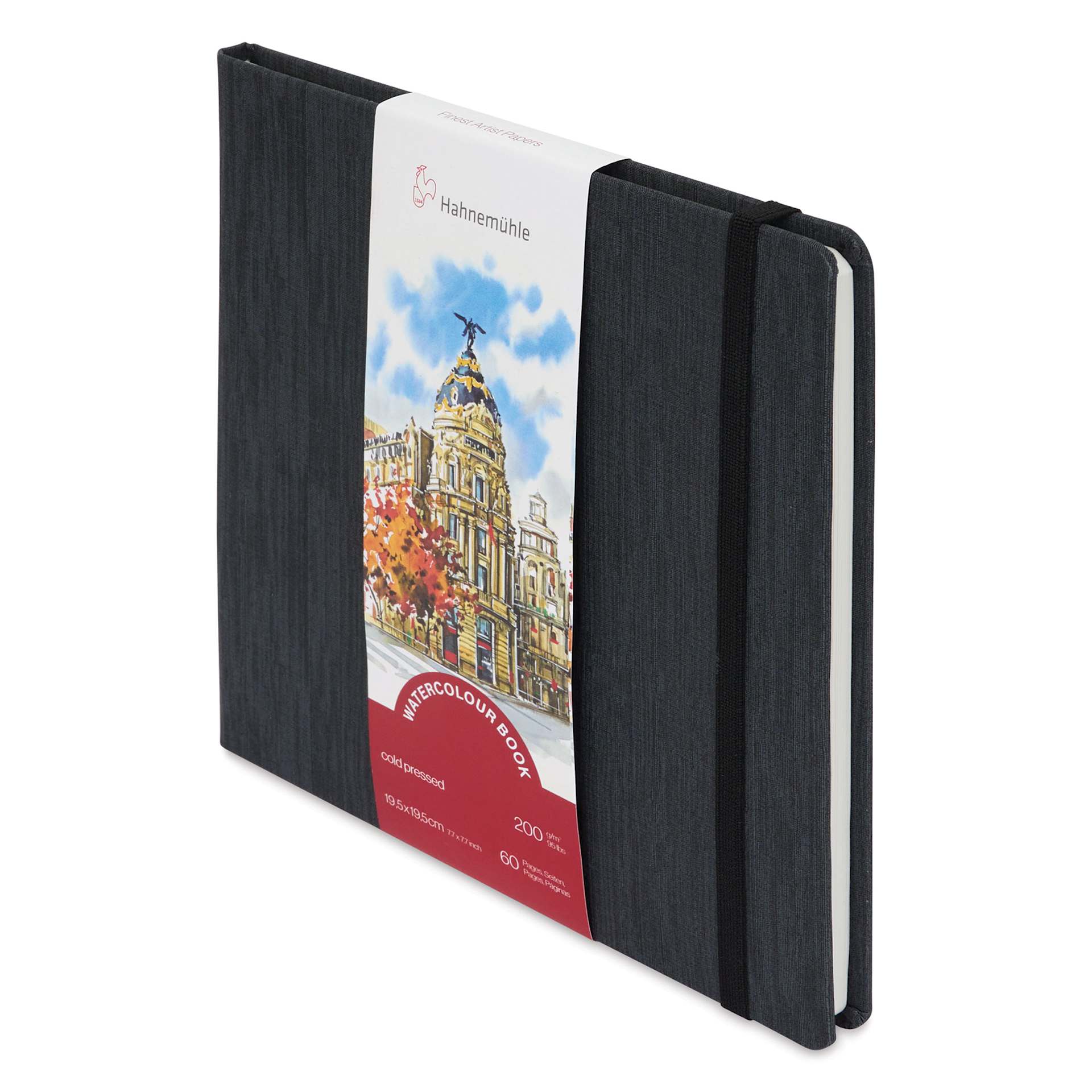 Hahnemühle Akademie Aquarell Watercolor Book - 7-1/2" x 7-1/2" front of packaging, angled view