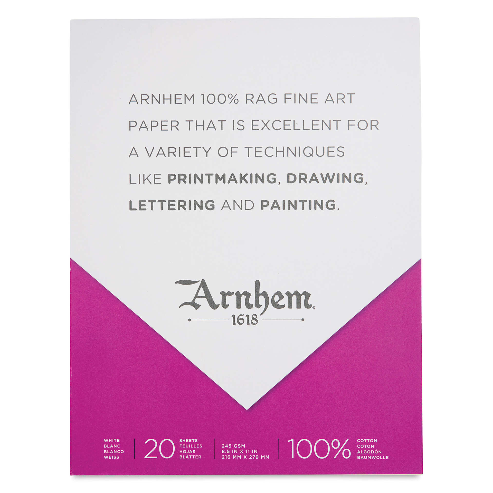 Arnhem 1618 Paper Pad by Speedball - White, 8-1/2" x 11", 20 sheets, front cover