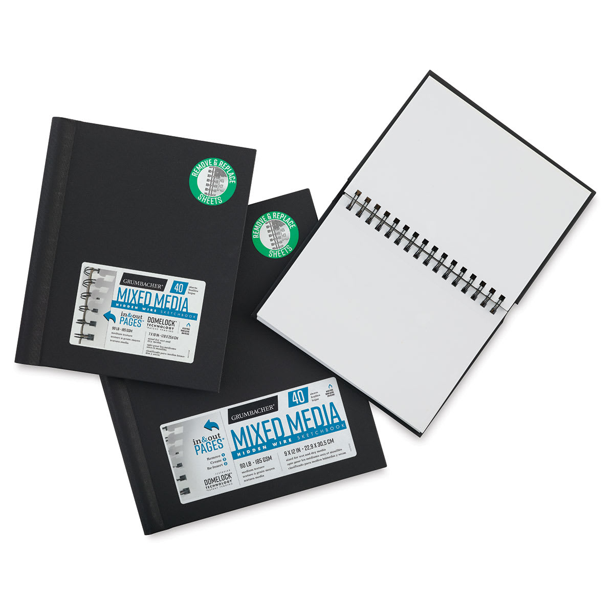 Grumbacher Mixed Media Sketchbooks - Three Sketchbooks shown with one open