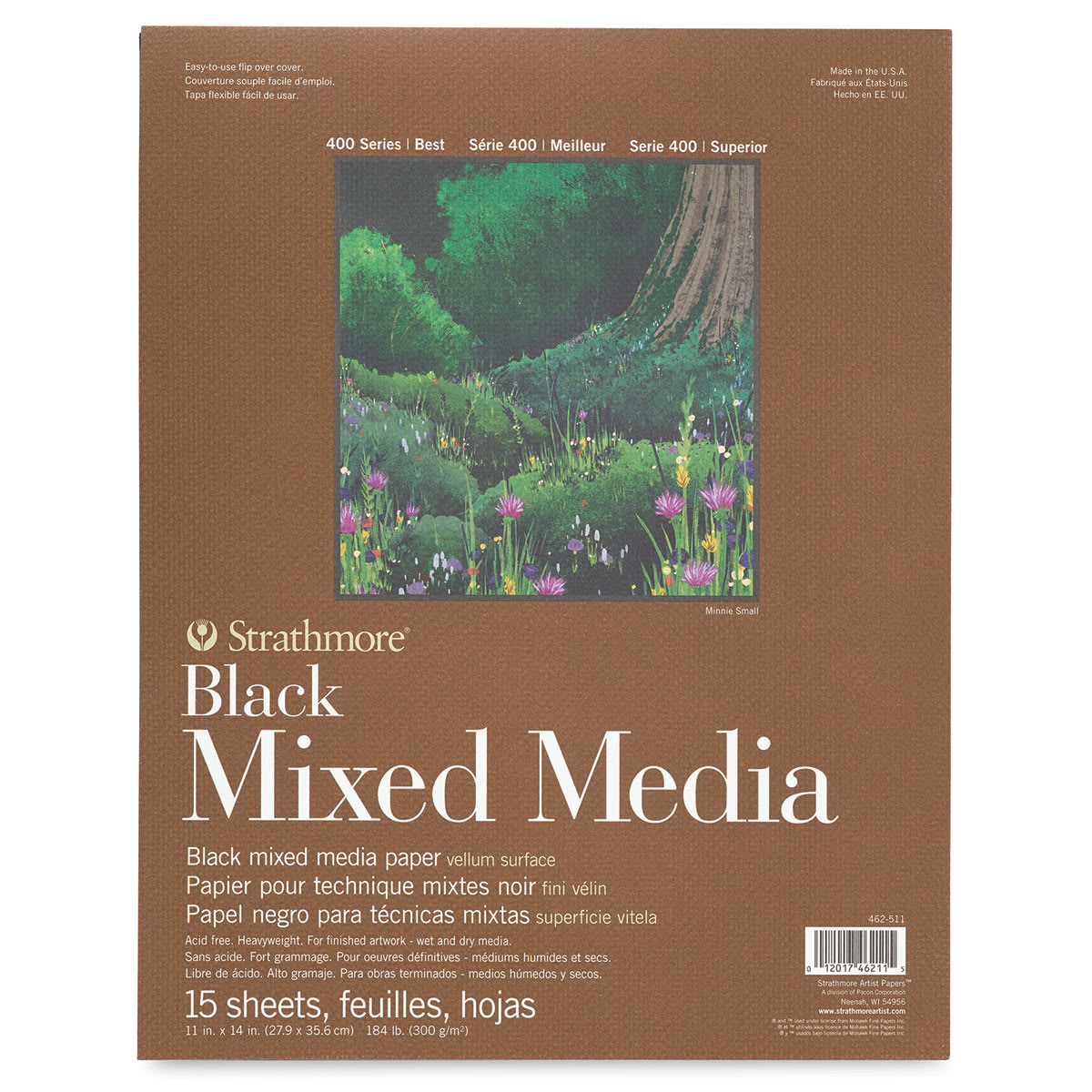 Strathmore 400 Series Black Mixed Media Pads - Front view of 9" x 12" pad shown
