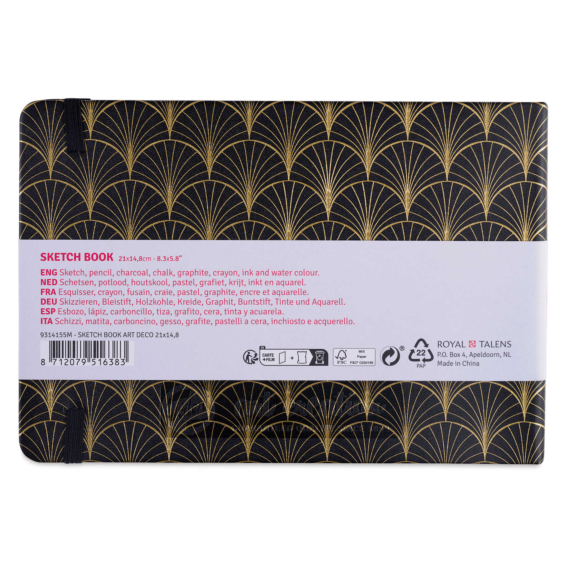 Royal Talens Art Creations Sketchbook - 5.8" x 8.3", Art Deco, back