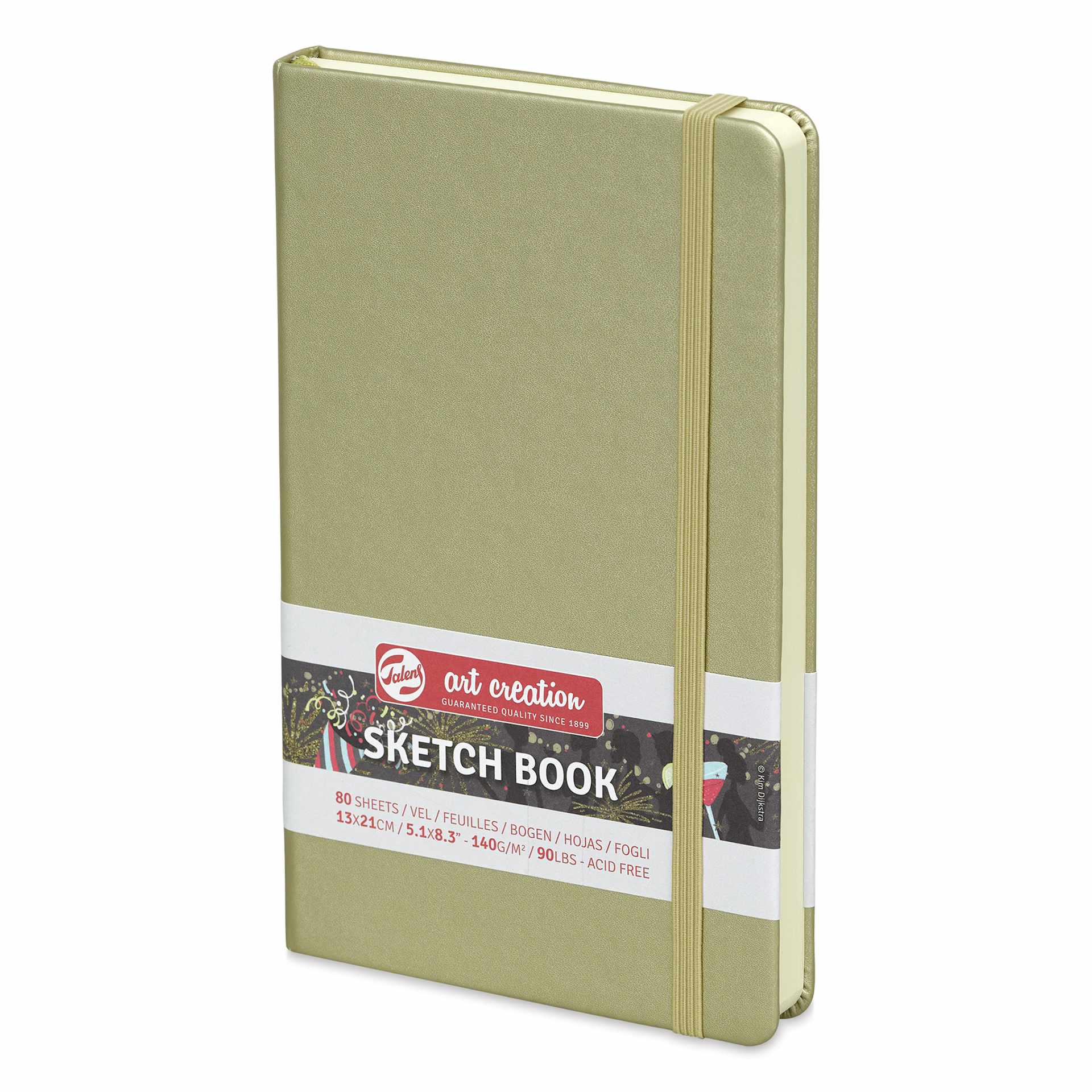 Talens Art Creations Sketchbook - Metallic White Gold, 8.3" x 5.1" (side view)