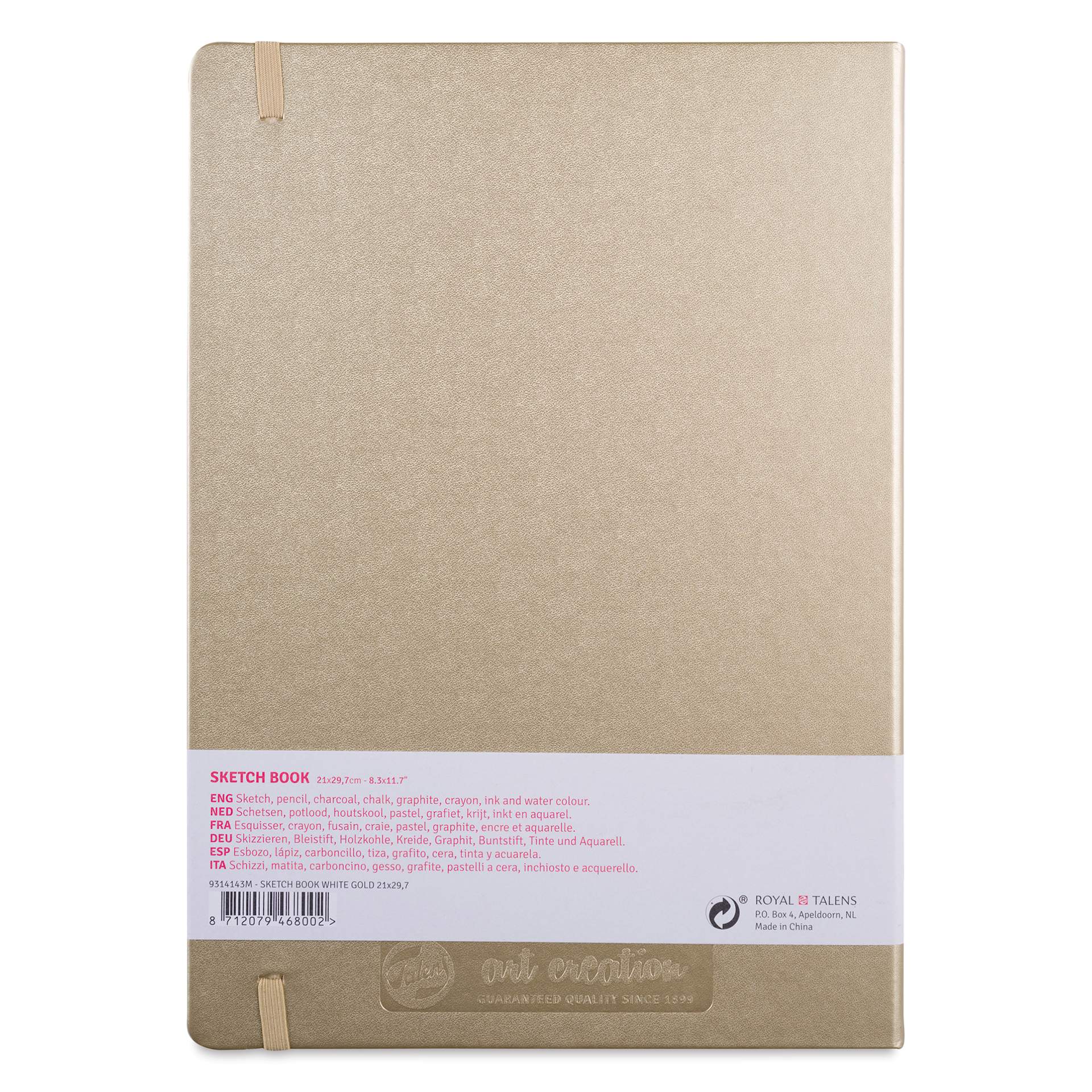 Talens Art Creations Sketchbook - Metallic White Gold, 11.7" x 8.3", back cover
