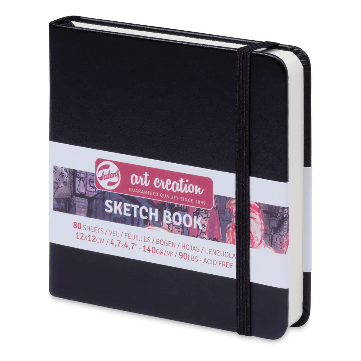 Talens Art Creations Sketchbook - Black, 4.7" x 4.7" (side view)
