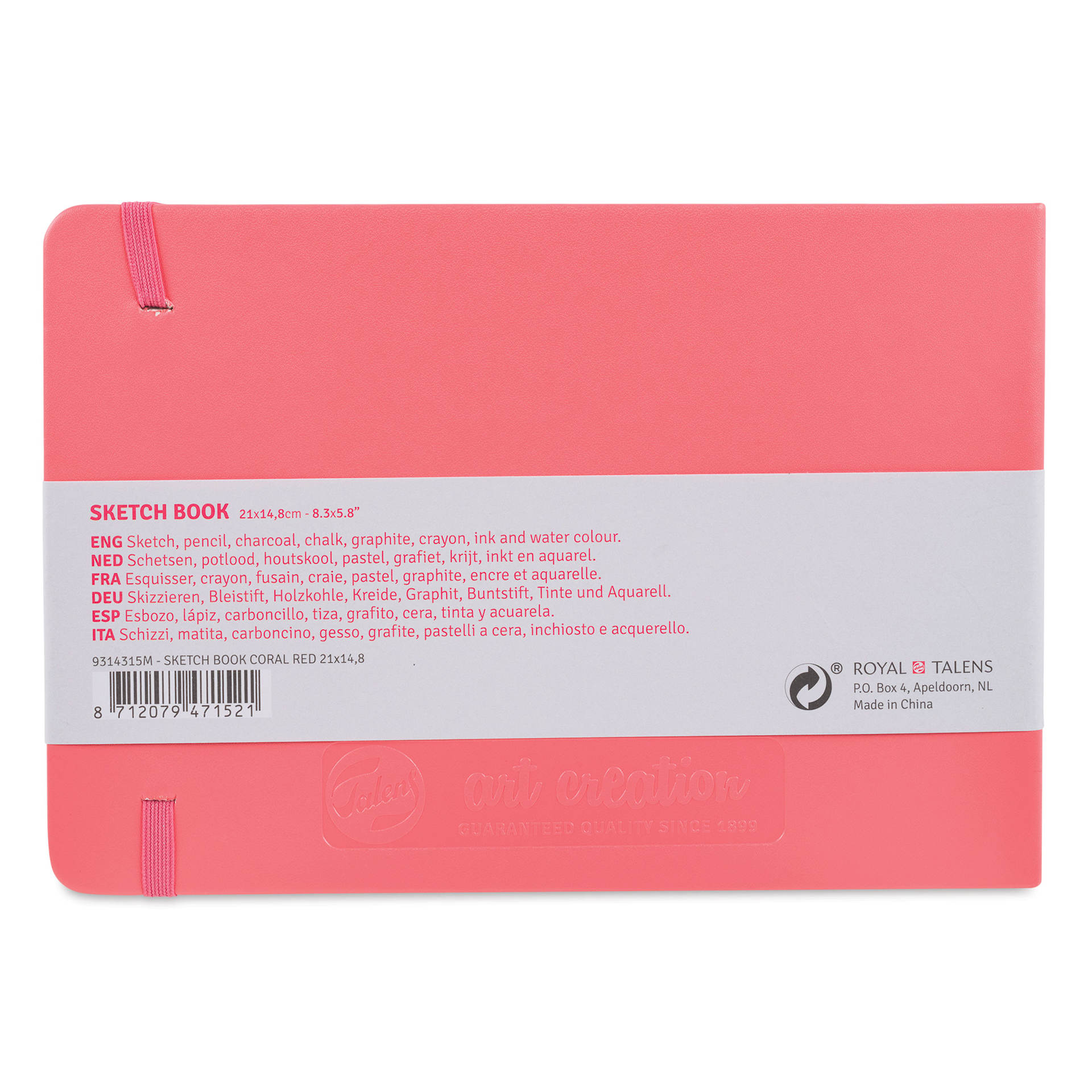 Royal Talens Art Creations Sketchbook - 5.8" x 8.3", Coral Red, back