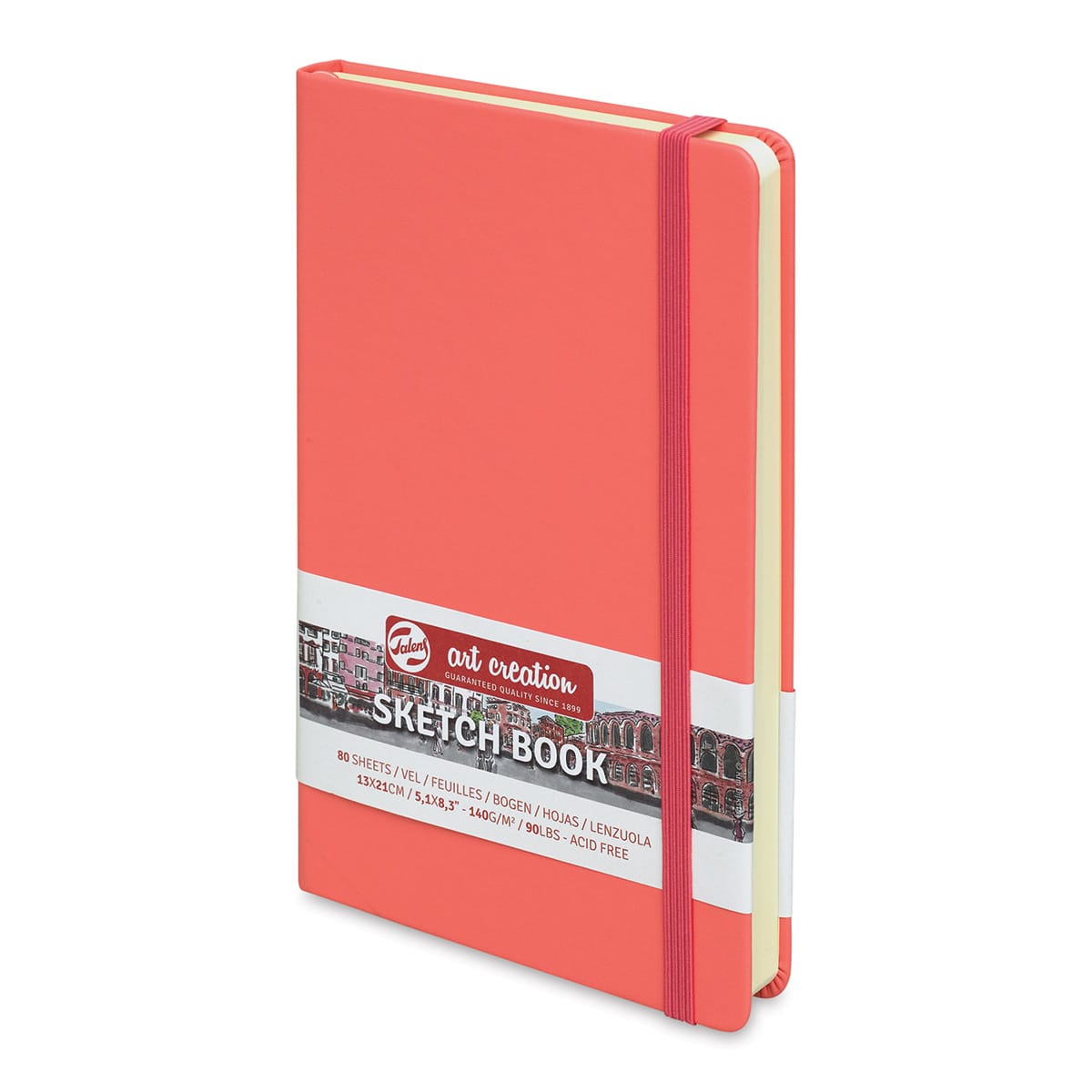 Talens Art Creations Sketchbook - Coral Red, 8.3" x 5.1" (side view)