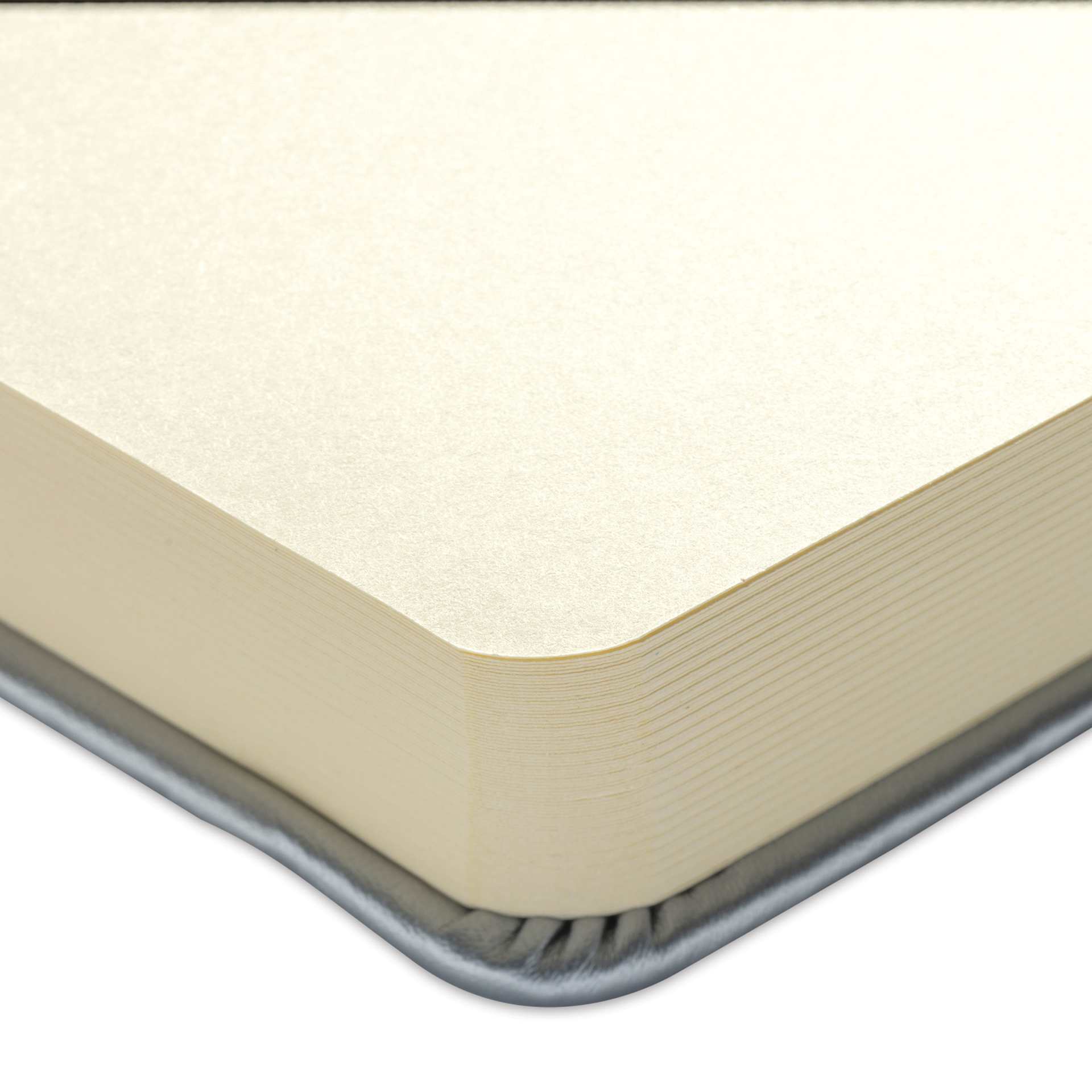 Talens Art Creations Sketchbook - Metallic Shiny Silver, 11.7" x 8.3", corner of sketchbook