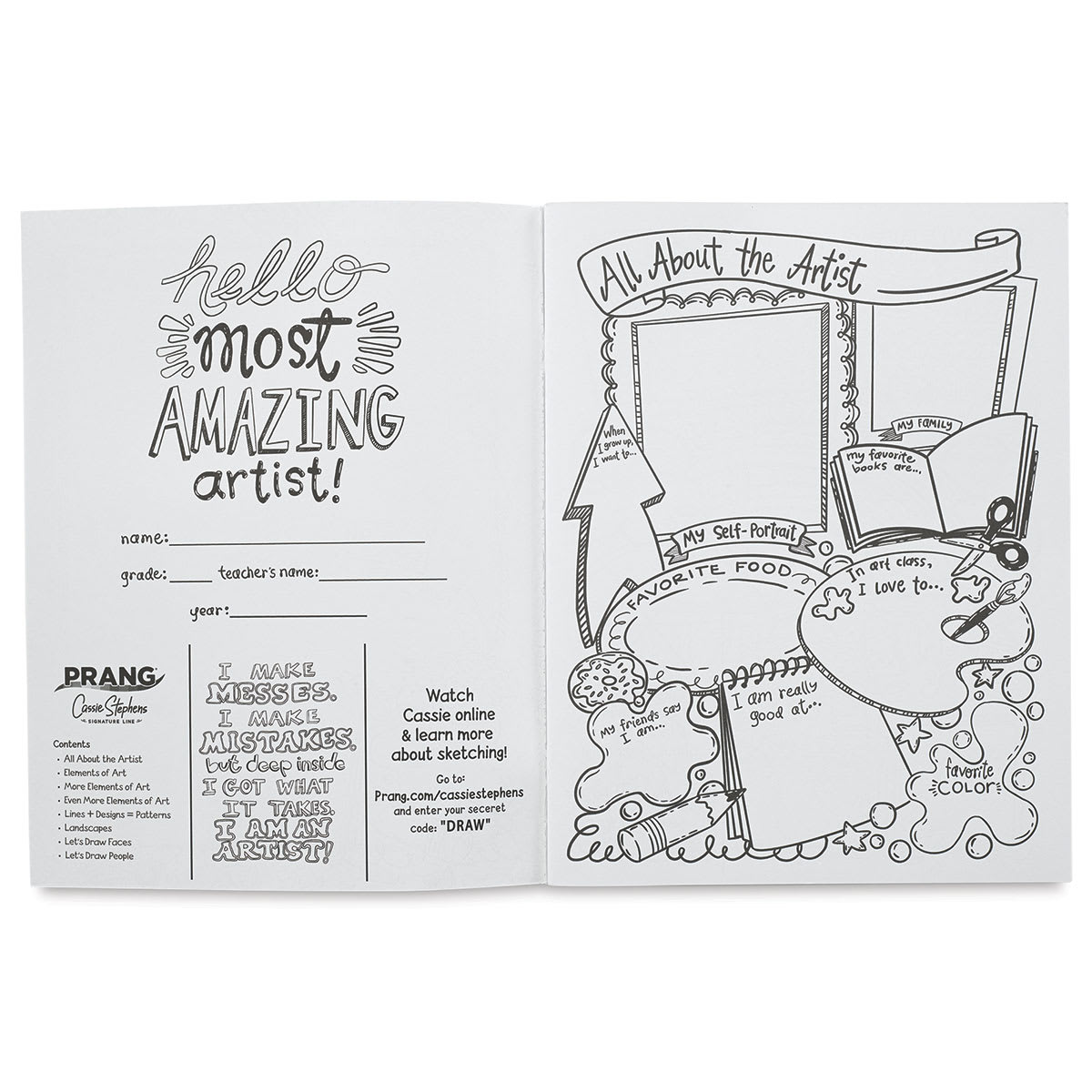 Prang Sketch Smart Sketch Book (inside cover and first page)