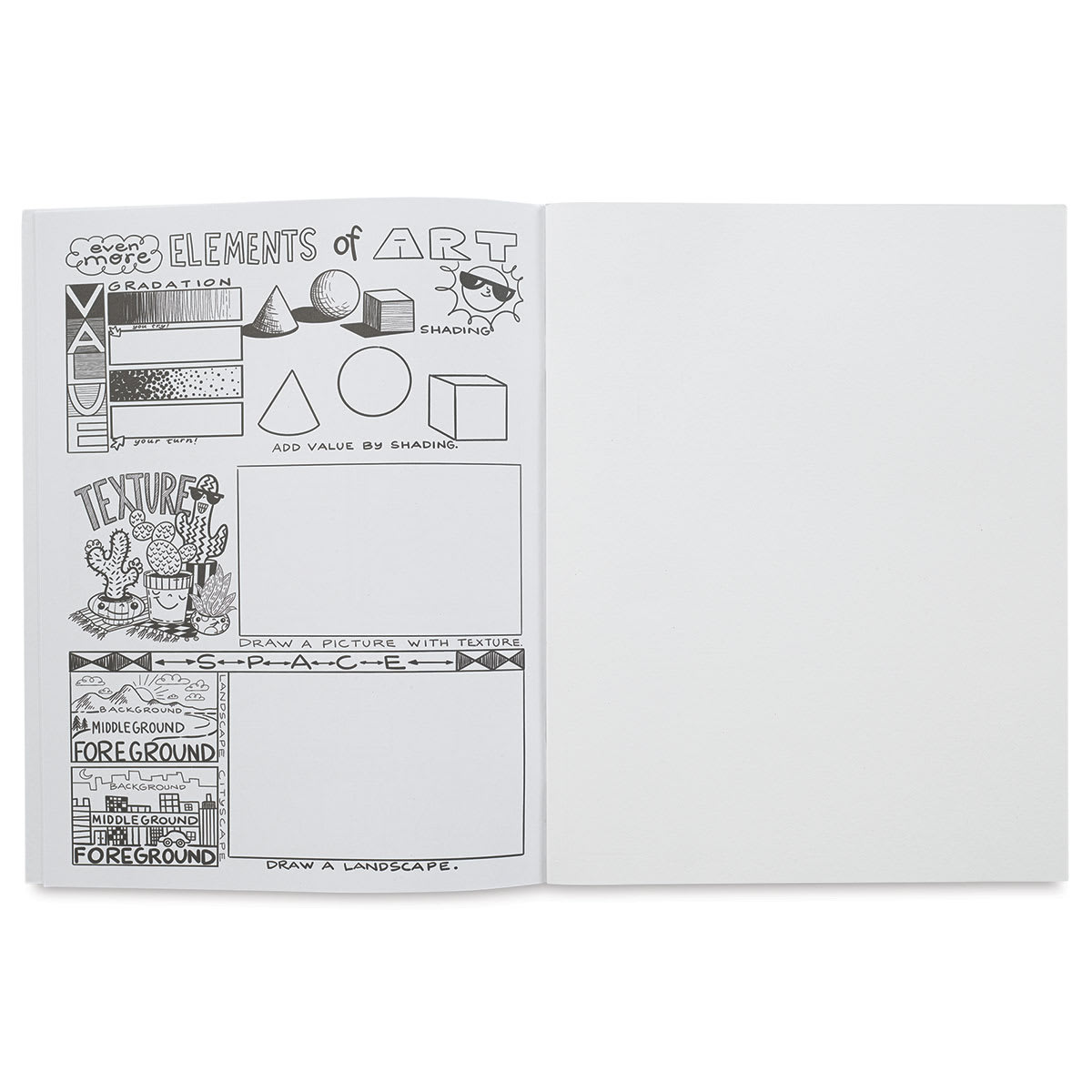 Prang Sketch Smart Sketch Book teaching shape, value, texture, and space