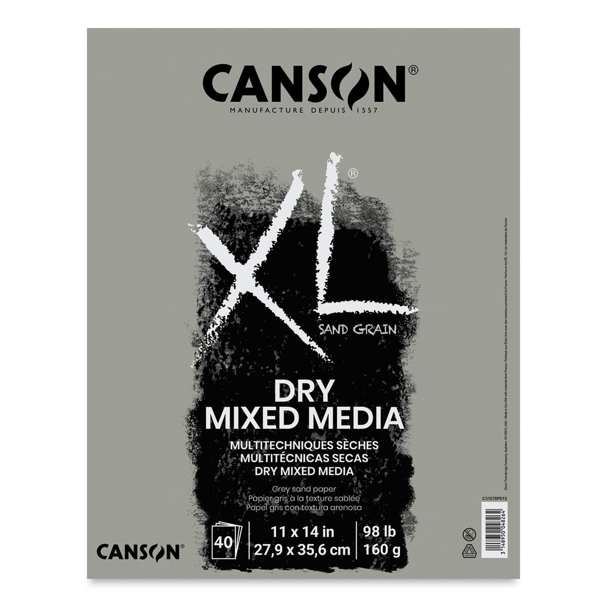 Canson XL Sand Grain Dry Mixed Media Pad - 11" x 14", Gray