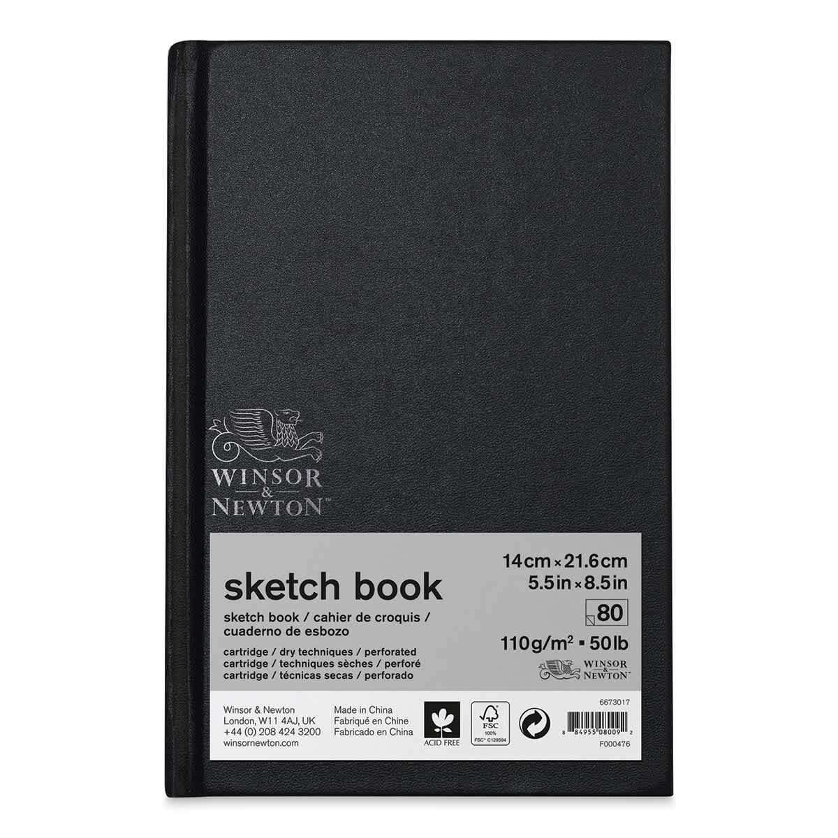 Winsor & Newton Hardbound Sketchbook - 8-1/2" x 5-1/2" (shown with removable label)