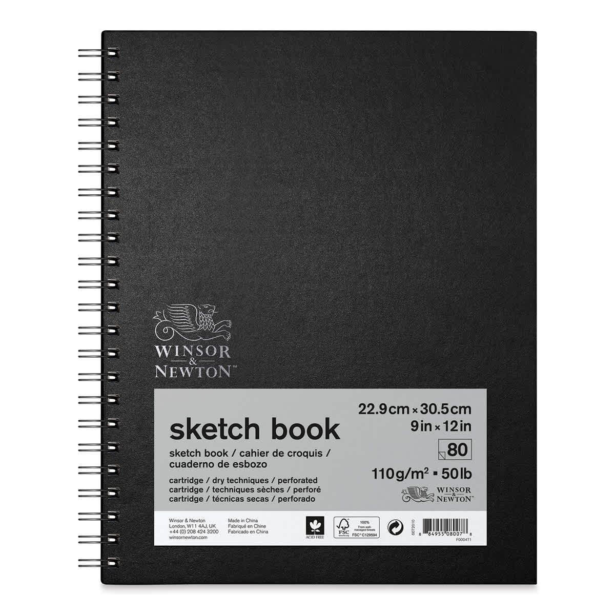 Winsor & Newton Spiral Sketchbook - 12" x 9" (shown with removable label)