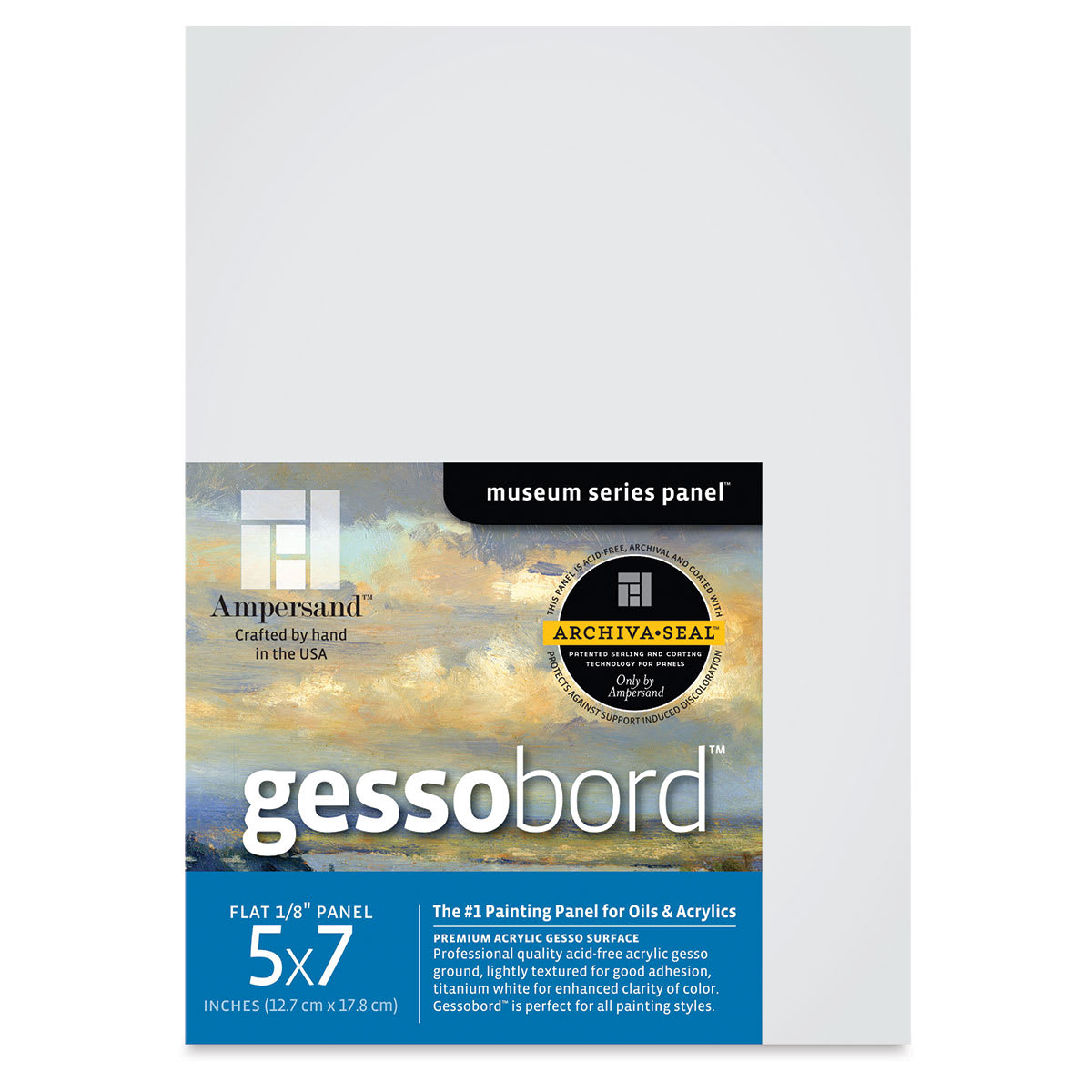 Ampersand Gessobord - 5" x 7", 1/8" Flat, Pkg of 3 (front of packaged boards)