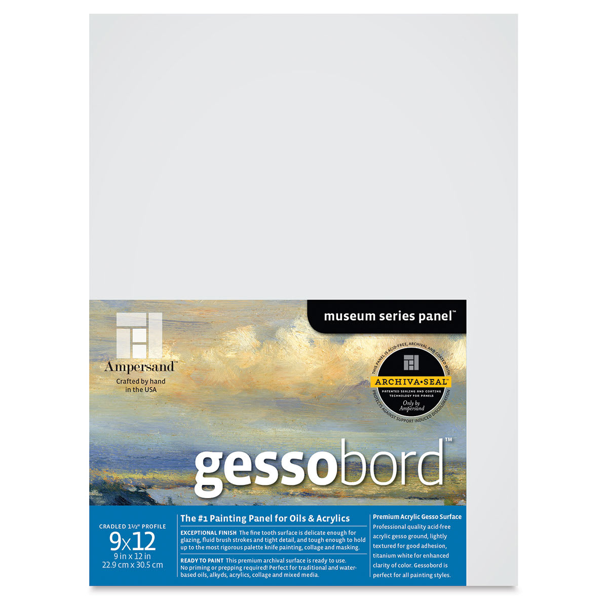 Ampersand Gessobord - 9'' x 12'', 1-1/2'' Cradled